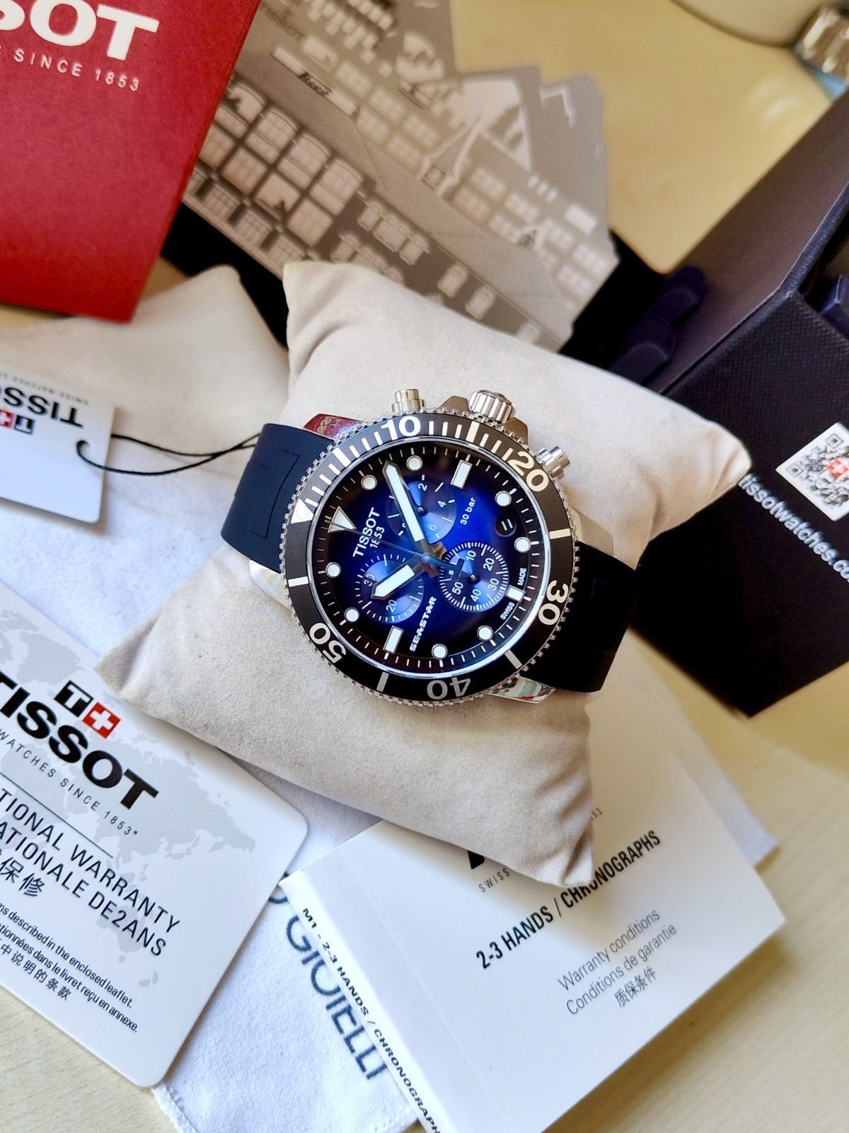 Tissot Seastar 1000 T-Sport Steel Men’s Chronograph Blue Black Dial Diver 300m