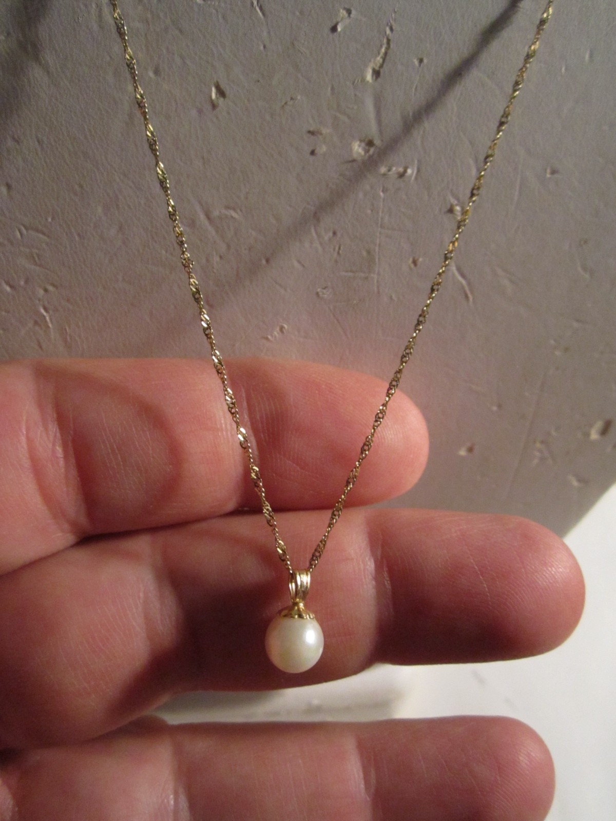 14K GOLD NECKLACE & PENDANT WITH PEARL – 1.65g TW – 20″ NECKLACE – MARKED 14K