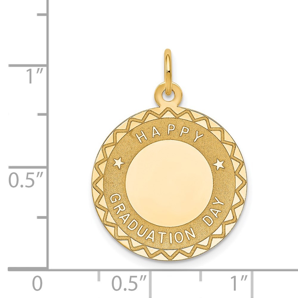14k Yellow Gold HAPPY GRADUATION DAY Engravable Disc Charm Necklace Womens