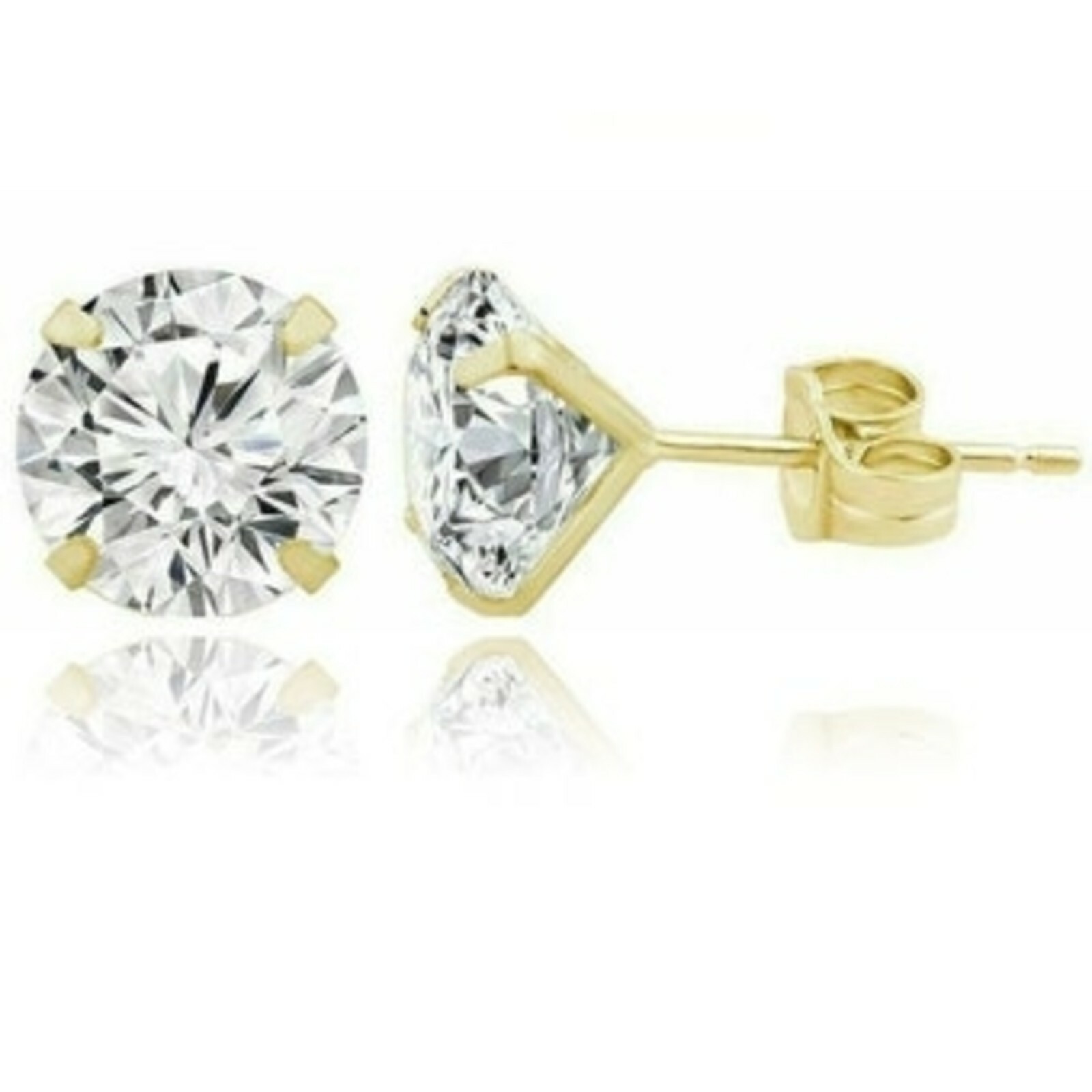 1 ct. White Sapphire 4 Prong Martini look Stud Earrings in 14k Yellow Gold