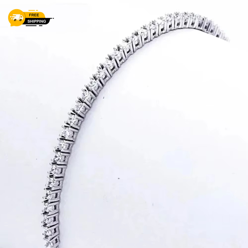 Sterling 925 Silver Jewelry 16Cm to 19Cm Tennis Bracelet 2Mm Zirconia Anniversar
