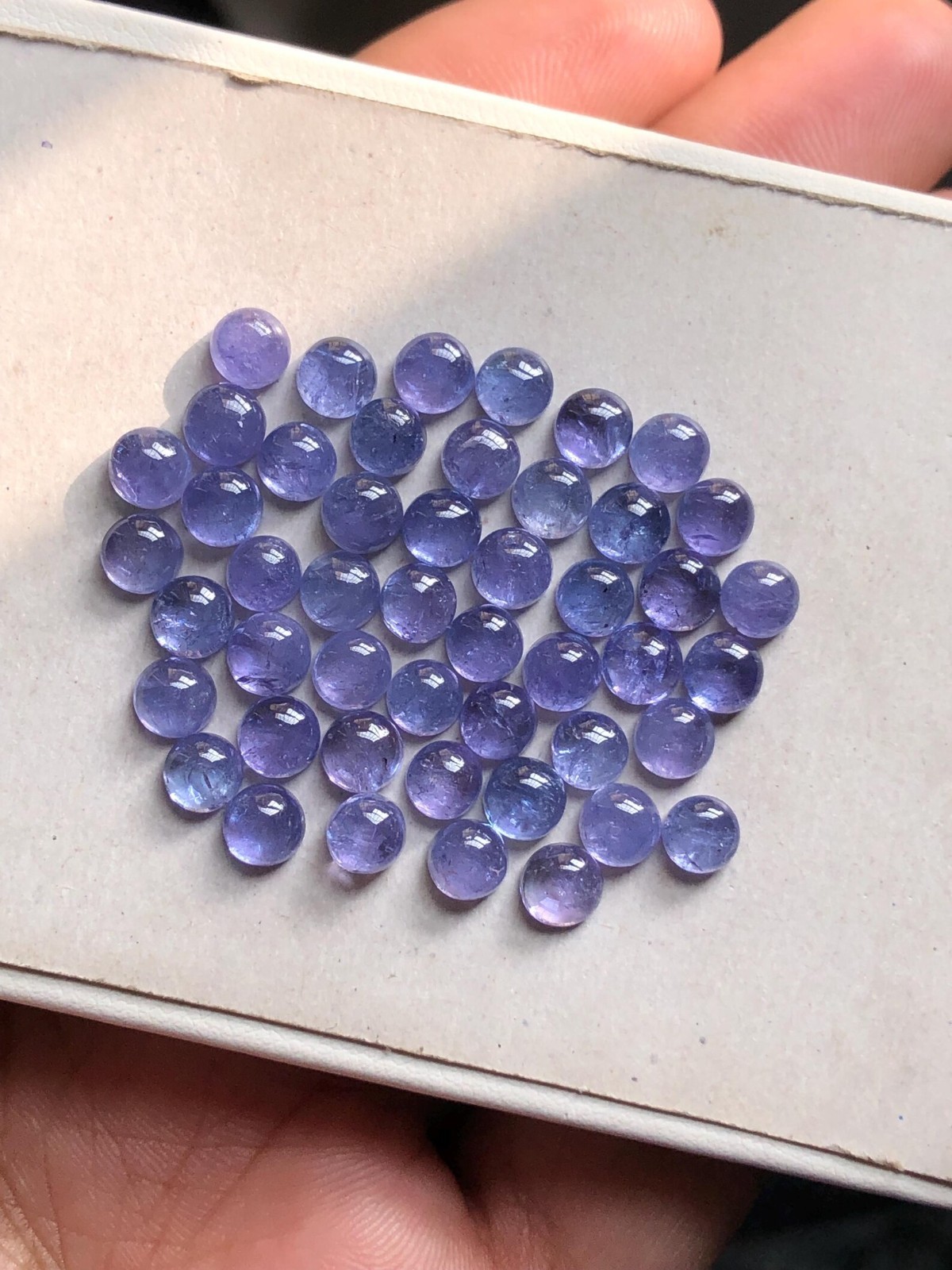 10 Piece AAA Tanzanite Cabochon Gemstone: 5mm Round, Natural Violet-Blue Gems