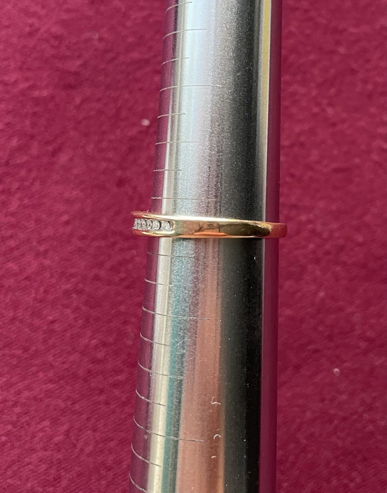 Channel Set Diamonds In 10 Karat Gold Sz 8 1/4 Engagement Ring