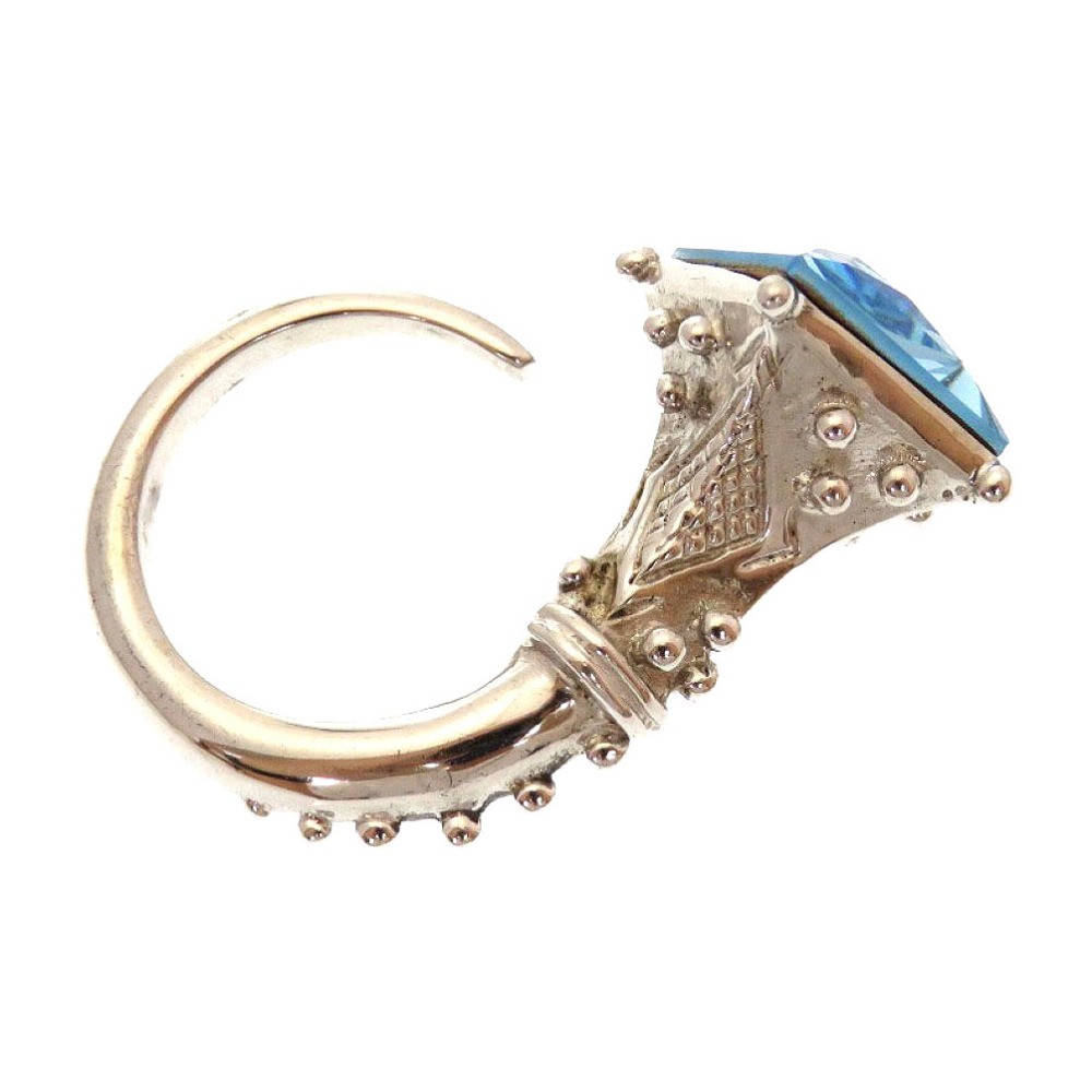 AUTHENTIC Dior Ring blue/Silver Metal #13(JP Size) 0141
