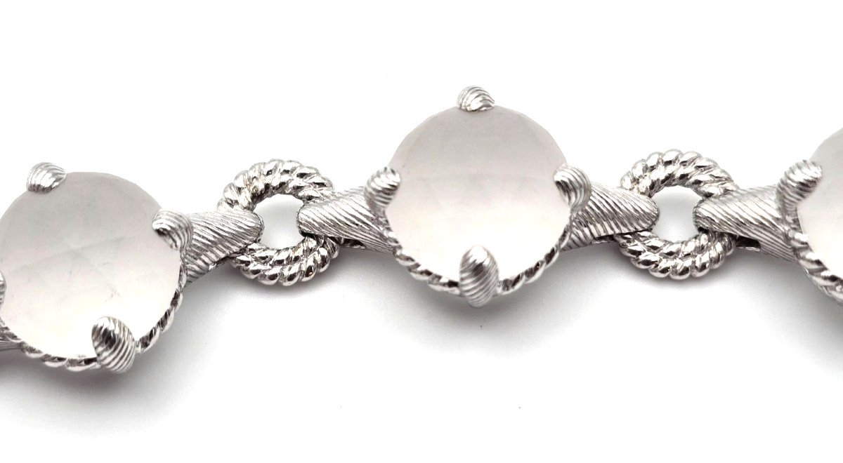 Judith Ripka Frosted Quartz Sterling Silver Bracelet 7.5″ Long