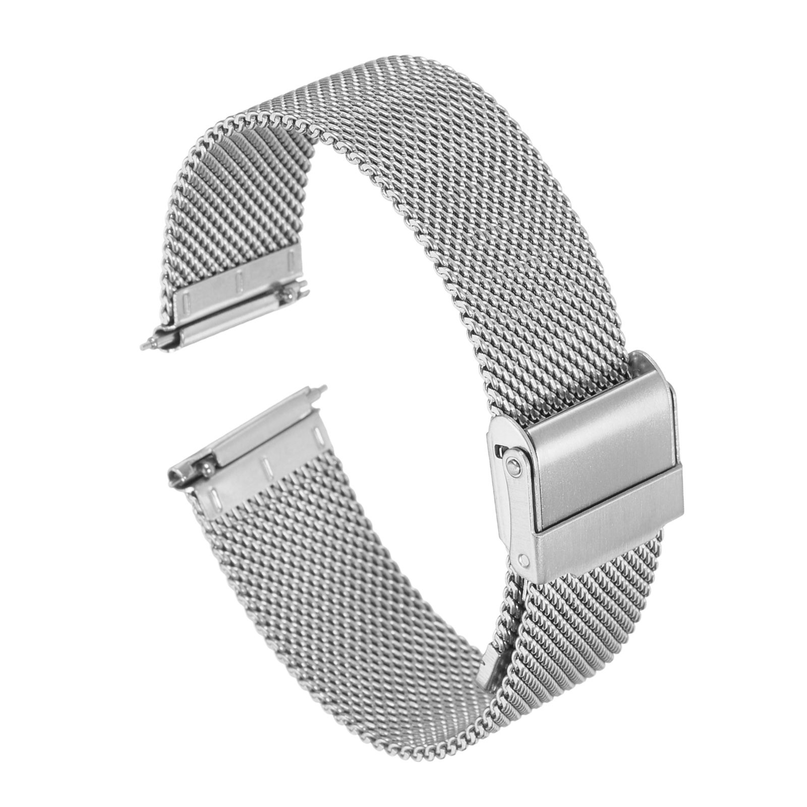 316L Stainless Steel Mesh Watch Band 19mm Adjust Strap Silver