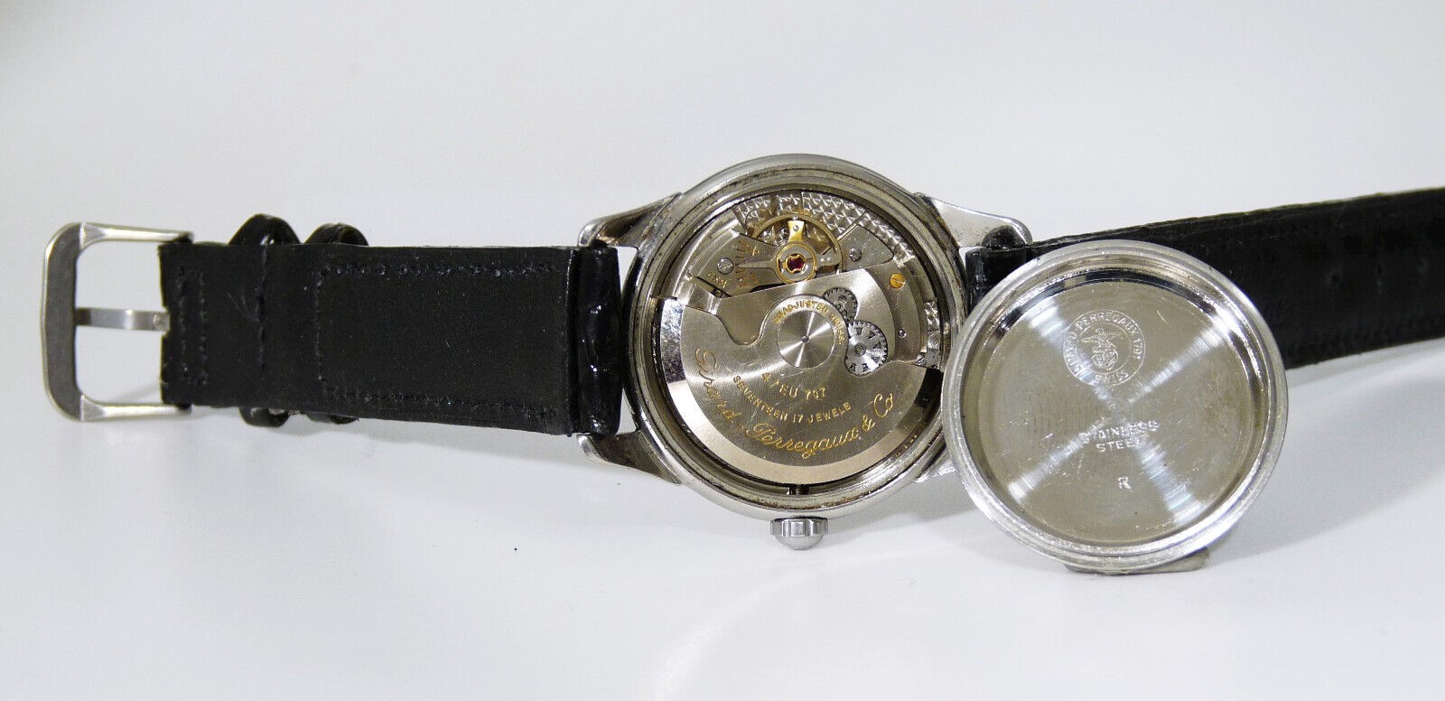 GIRARD-PERREGAUX Gyromatic Stainless Steel. Watch Automatic Gun Metal Blue Hands
