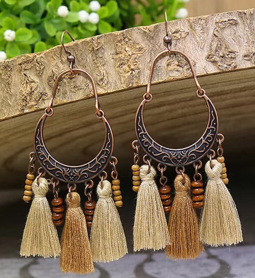 3” Bronze-tone Earring Set Bohemian Retro Dangle Hook New Free Ship 7027