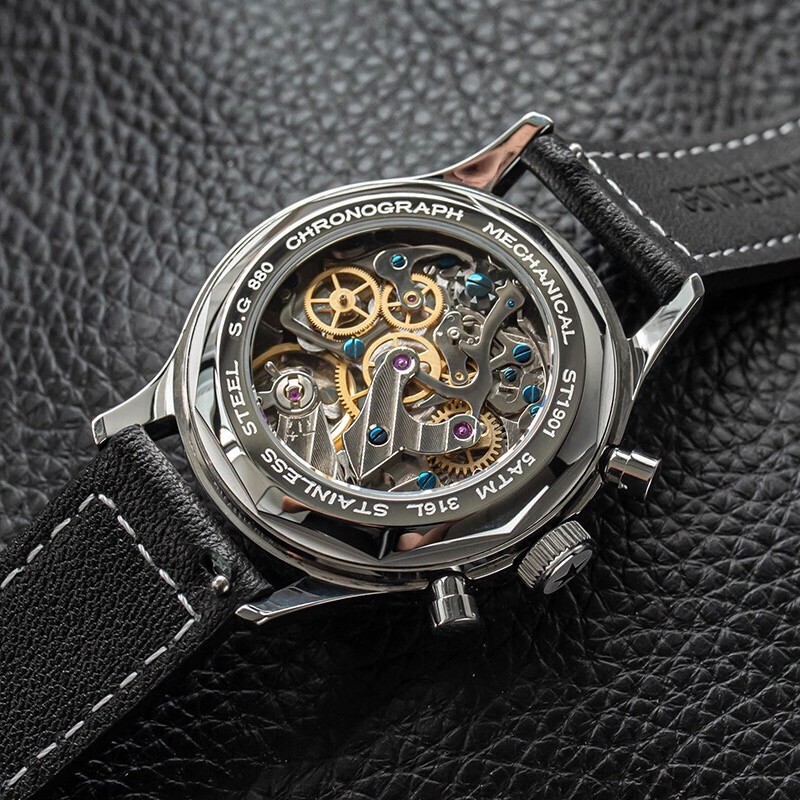 Seagull Sugess ST1901 Panda 38mm Champagne Chronograph Sapphire Display 1963