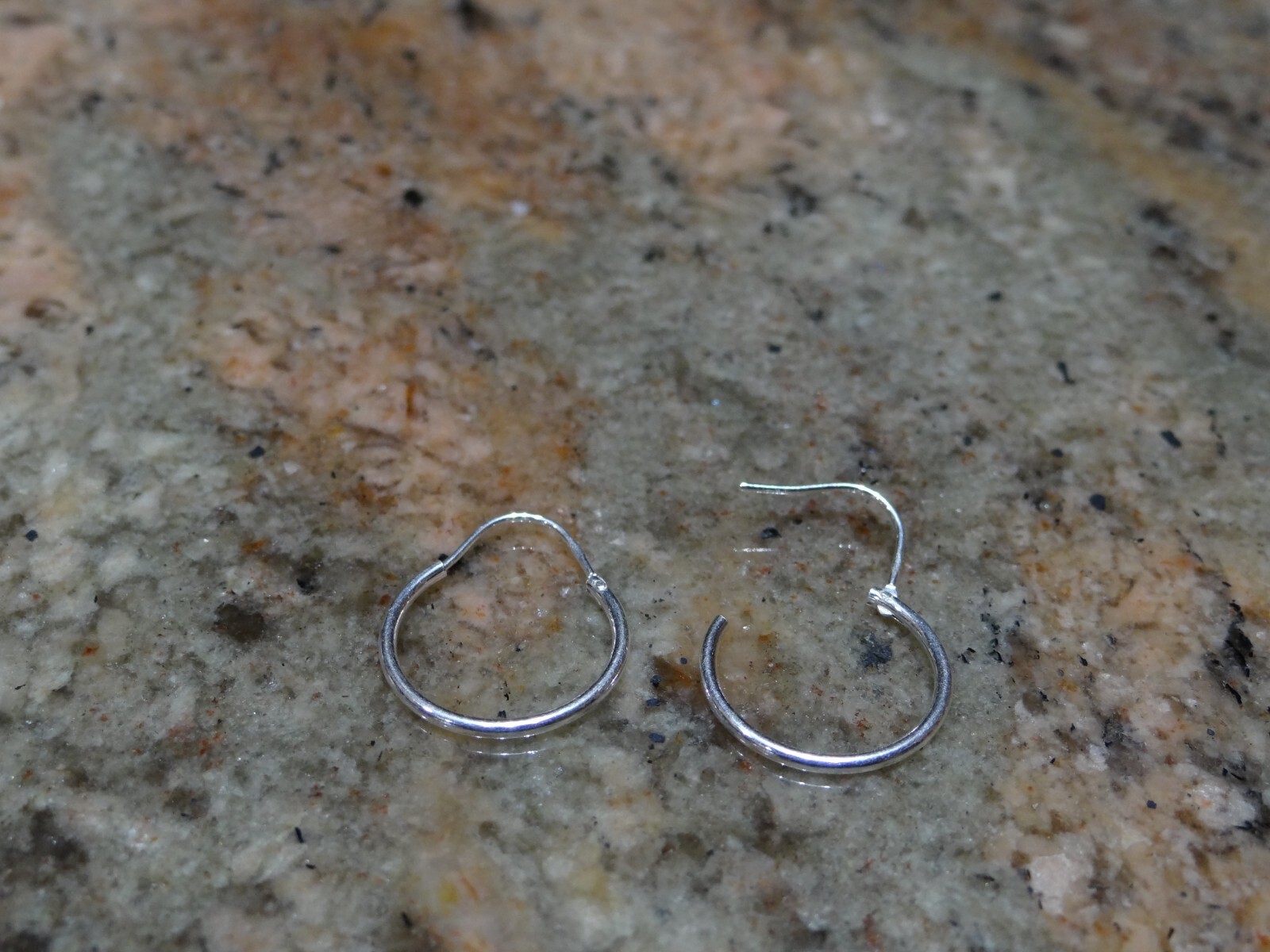 Sterling Silver 925 16mm x 1.3mm Hinged Hoop Earrings