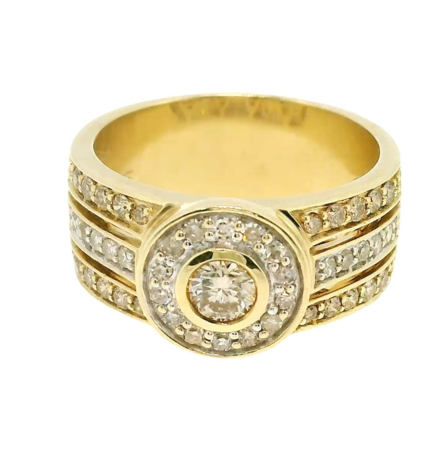 Elegant 9ct Yellow Gold Diamond Ring Multi Cut Shoulders 6.8g Size O