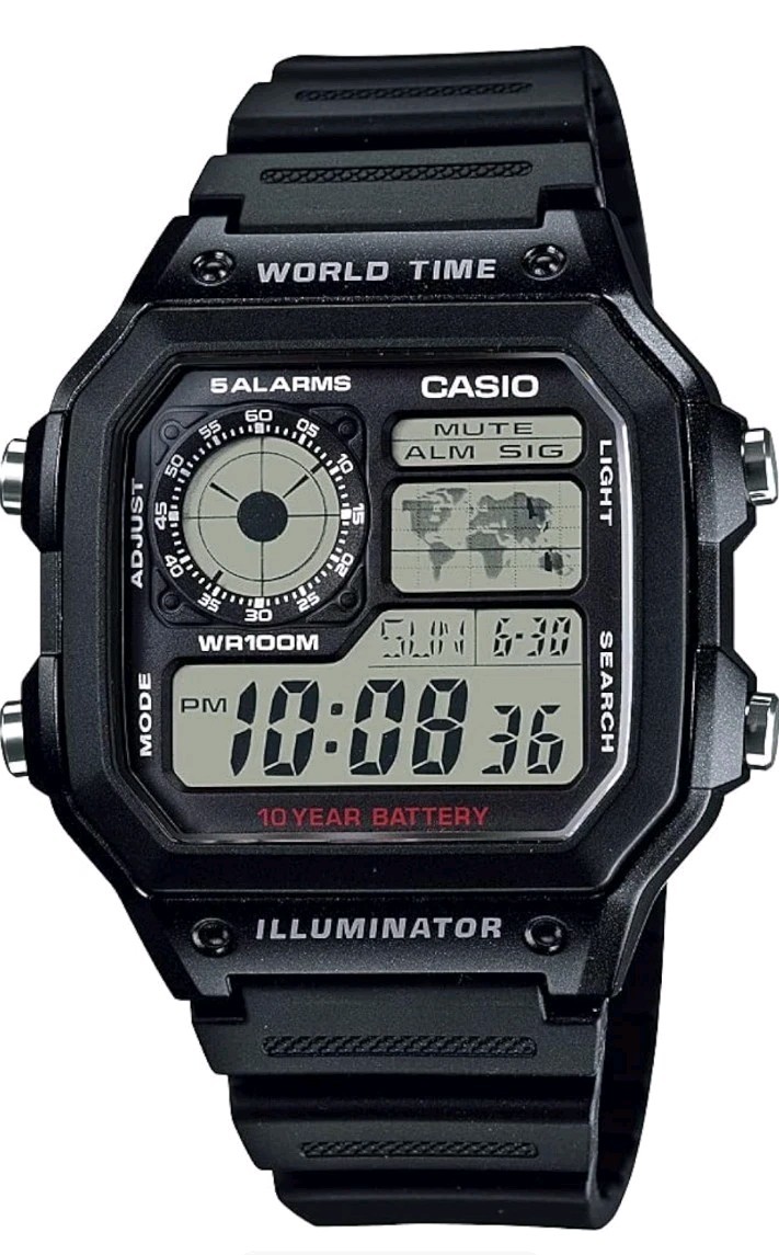 CASIO Men’s Digital Wrist Watch AE1200WH-1AVCF 100M WR LED Light 10 Year Battery