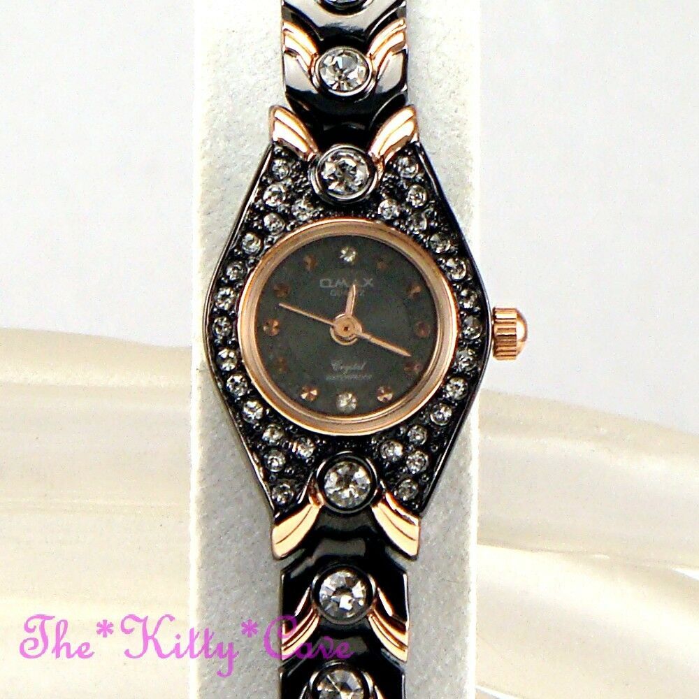 Swiss OMAX Deco Brown & Rose Gold, Seiko Movt Watch w/ Swarovski Crystals JE0104