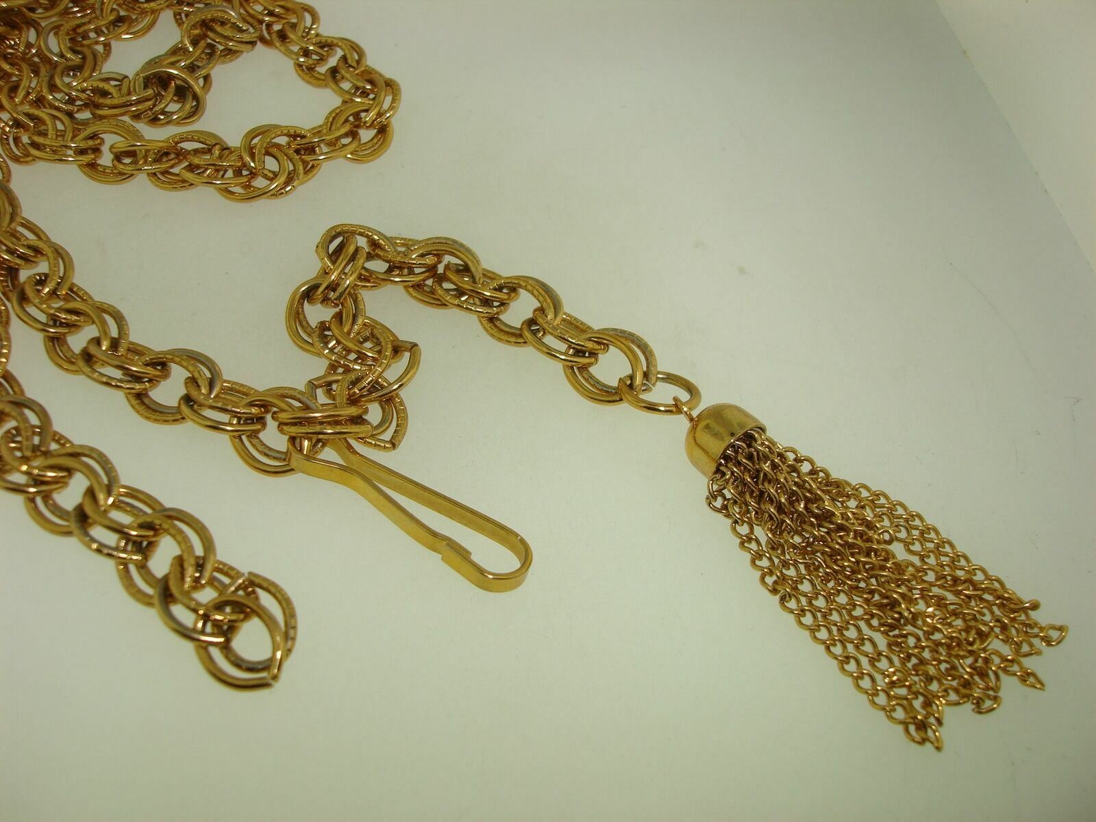 VINTAGE 1960-70’S ERA DISCO STYLE GOLD LINK BELT WITH FRINGE! WOW – MOD STYLE