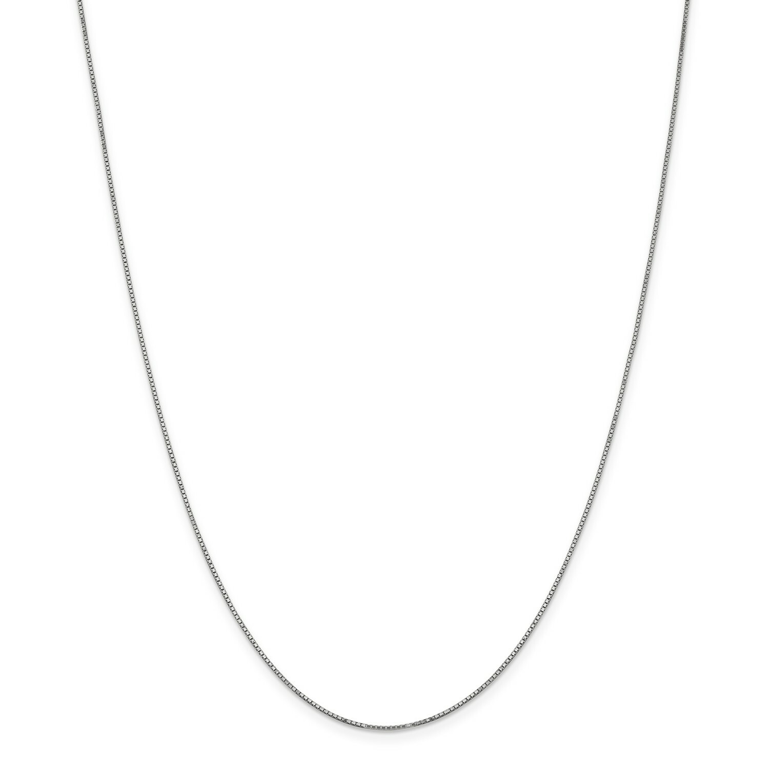 14k White Gold 0.90mm Solid Plain Box Link Chain w/ Spring Ring Clasp 14″ – 30″