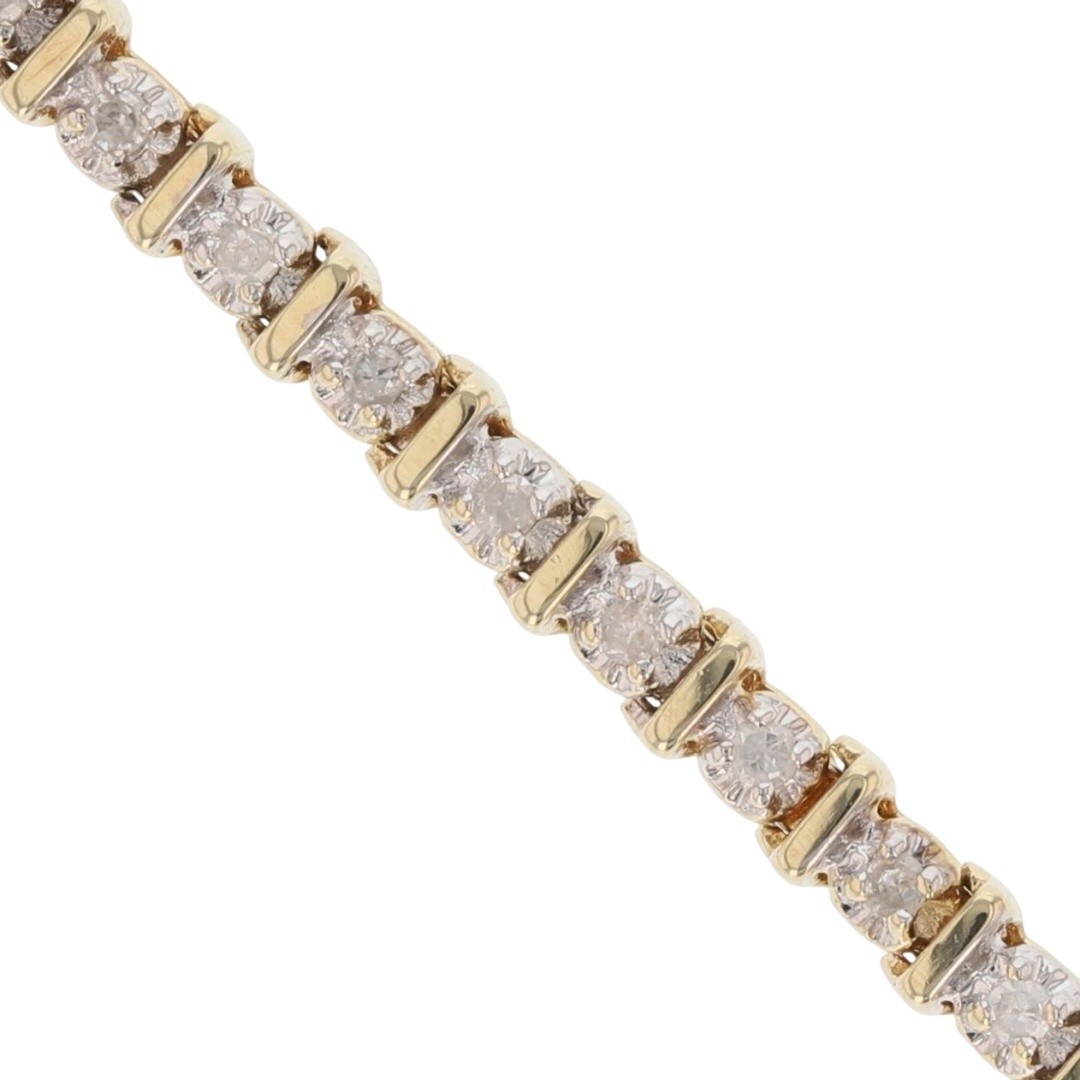 .37ctw Round Cut Diamond Bar-Link 7″ Tennis Bracelet 10k Yellow Gold 7.36 Grams