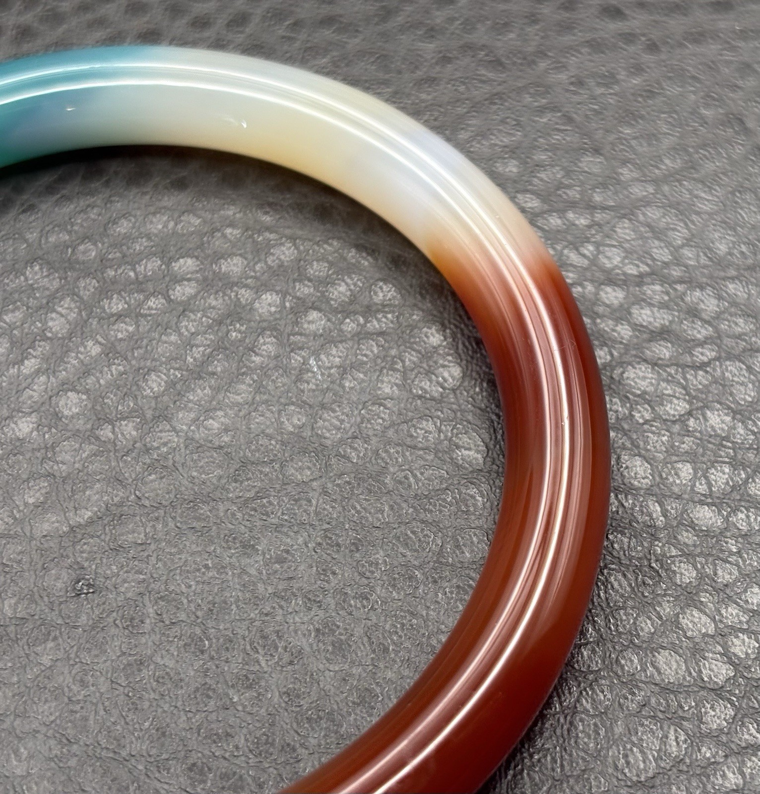 Vintage Multicolor Stone Bangle Bracelet Green Brown White Round 8.25”