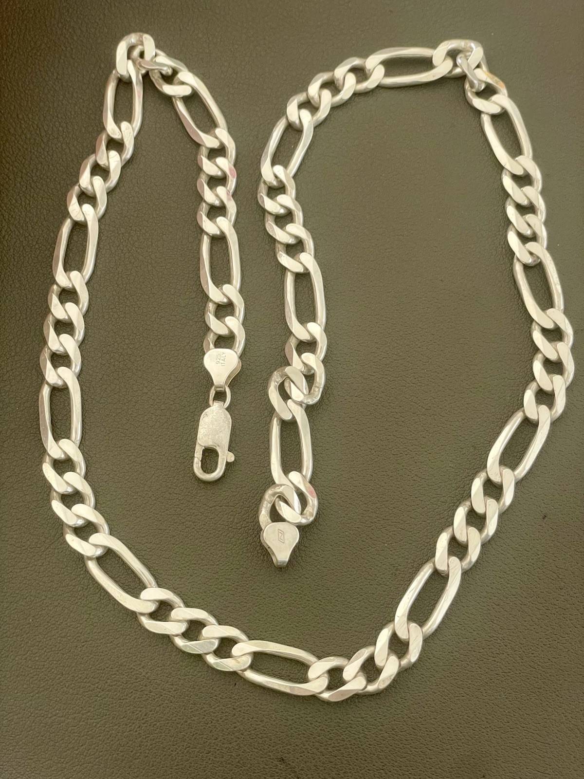 925 sterling silver Figaro link chain 8.35mm wide, 22.5 Inches (E110)