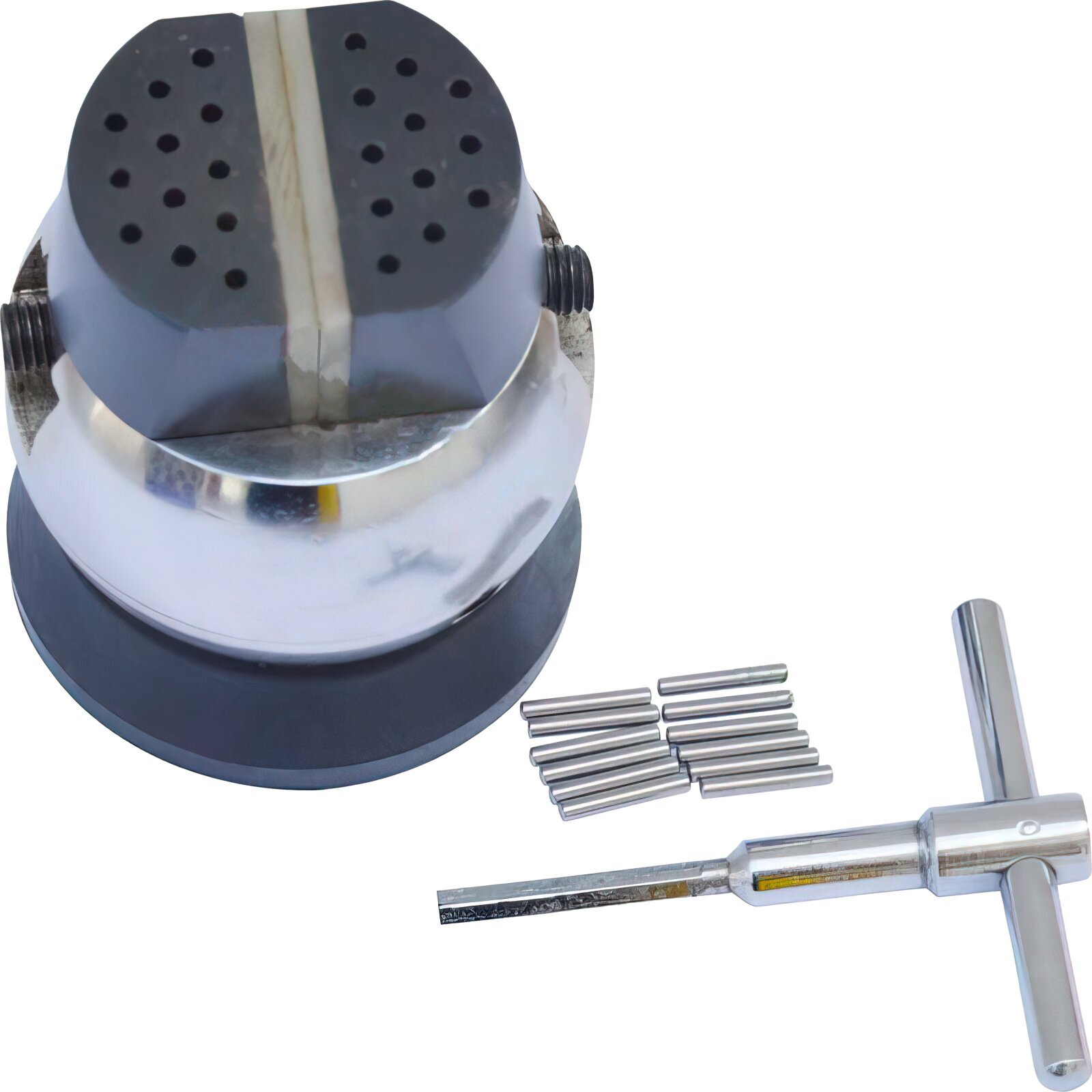 3″ Chrome plated Engraving Block Ball Vise Setting Jewelry with Pins Rubber Base