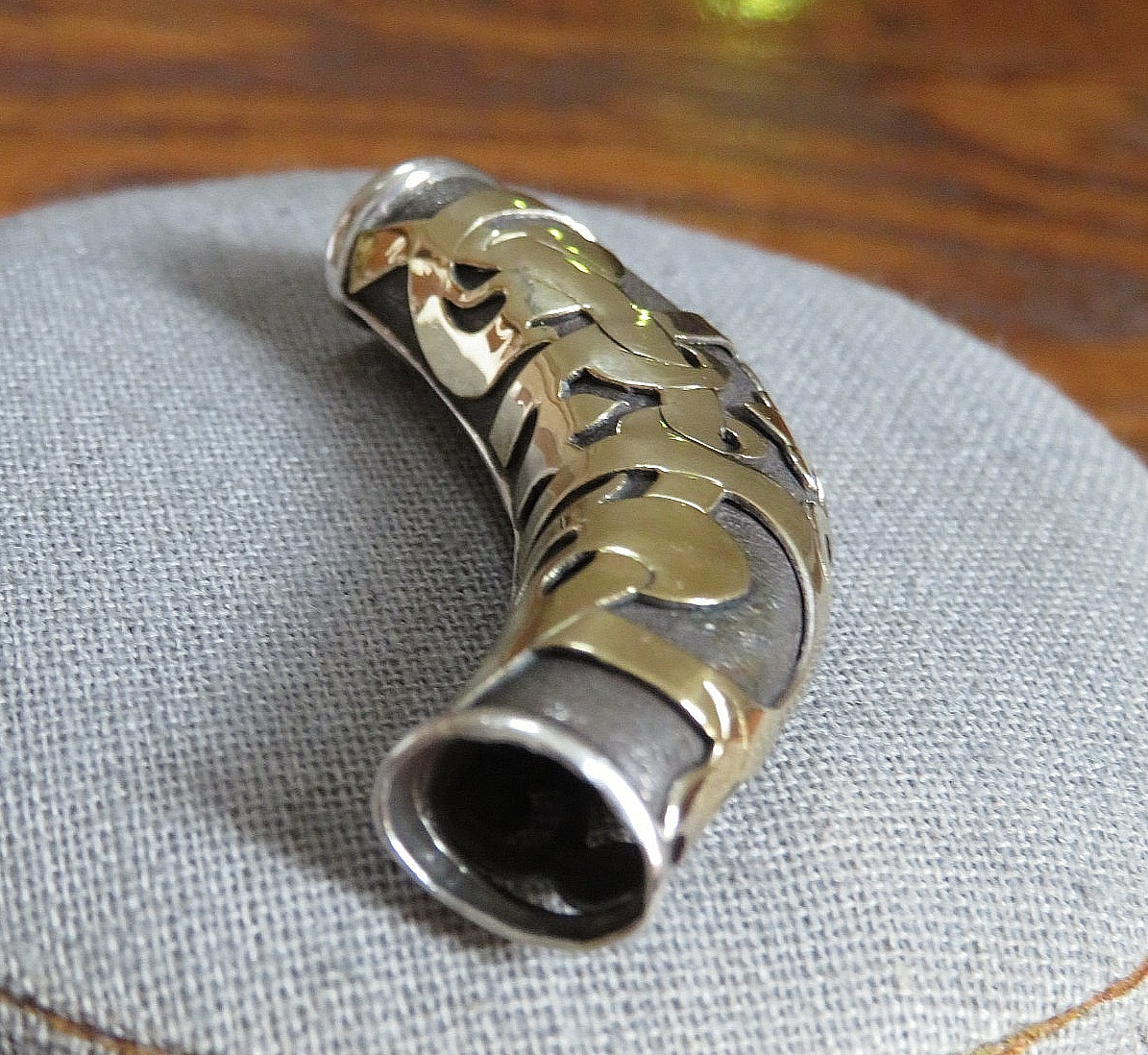 “John Hardy” Sterling Silver & 18k Yellow Gold Dayak Slide/ Enhancer Pendant