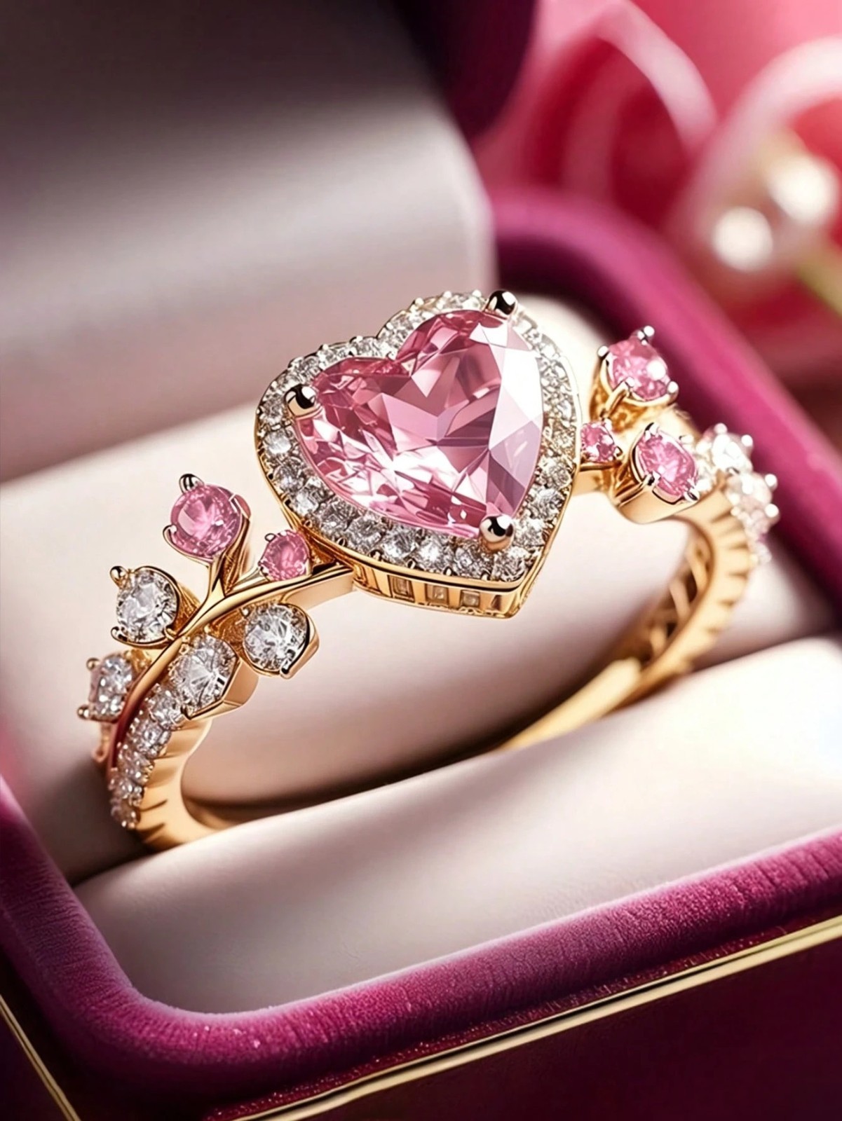 Womens Heart Ring Gold Tone Silver Tone CZ Promise Engagement Floral Band Gift