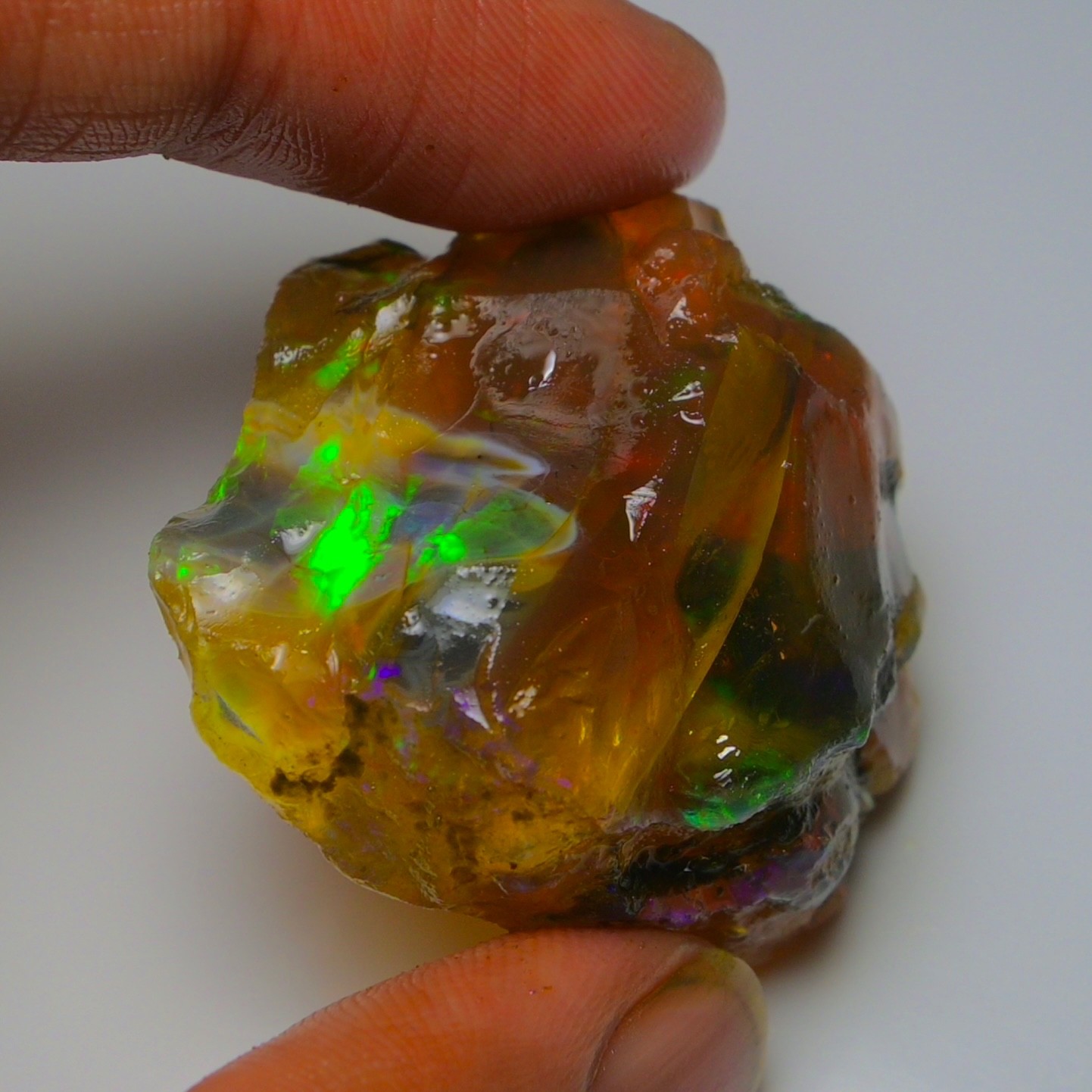 Ethiopian Oil Opal Specimen 99.20 cts Natural Rough Gemstone – Fire Opal Roug