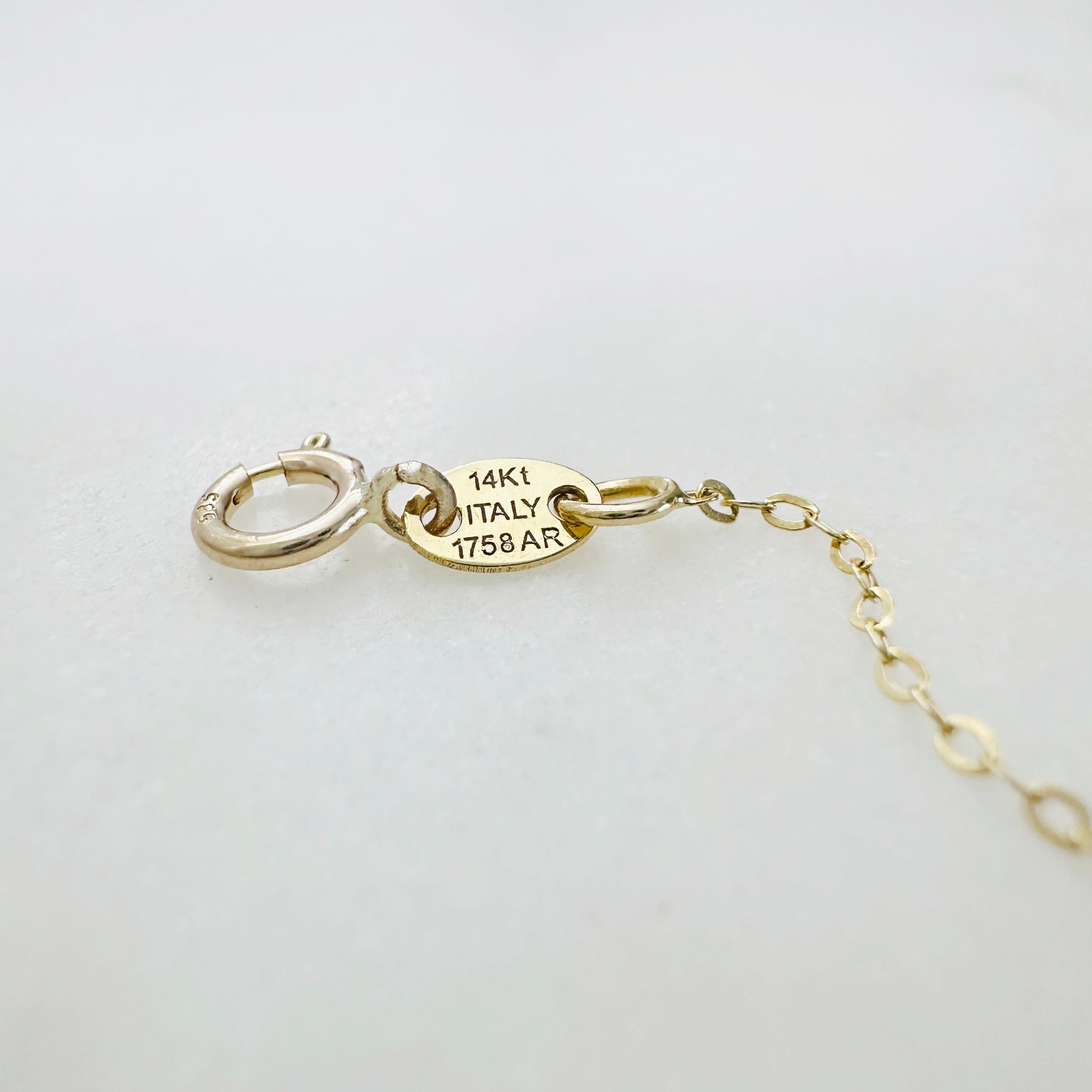 14K Solid Yellow Gold Thin Cable Link Safety Chain Extension Extender .9mm, 2.4″