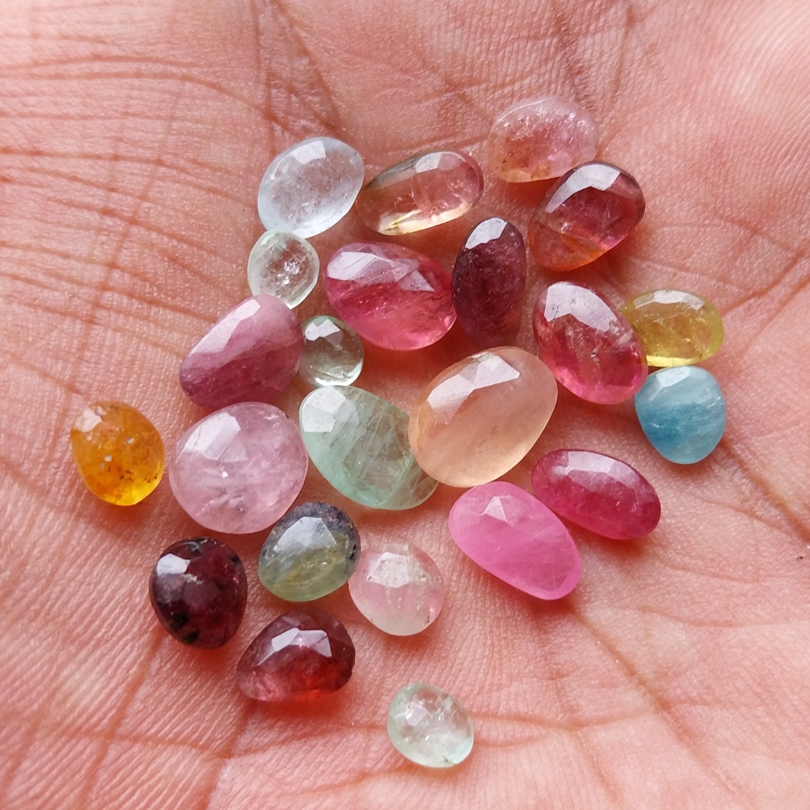 21 Carat 4.5×5 to 7×10 MM Natural Multi Color Tourmaline Rose Cut 23 Piece Lot