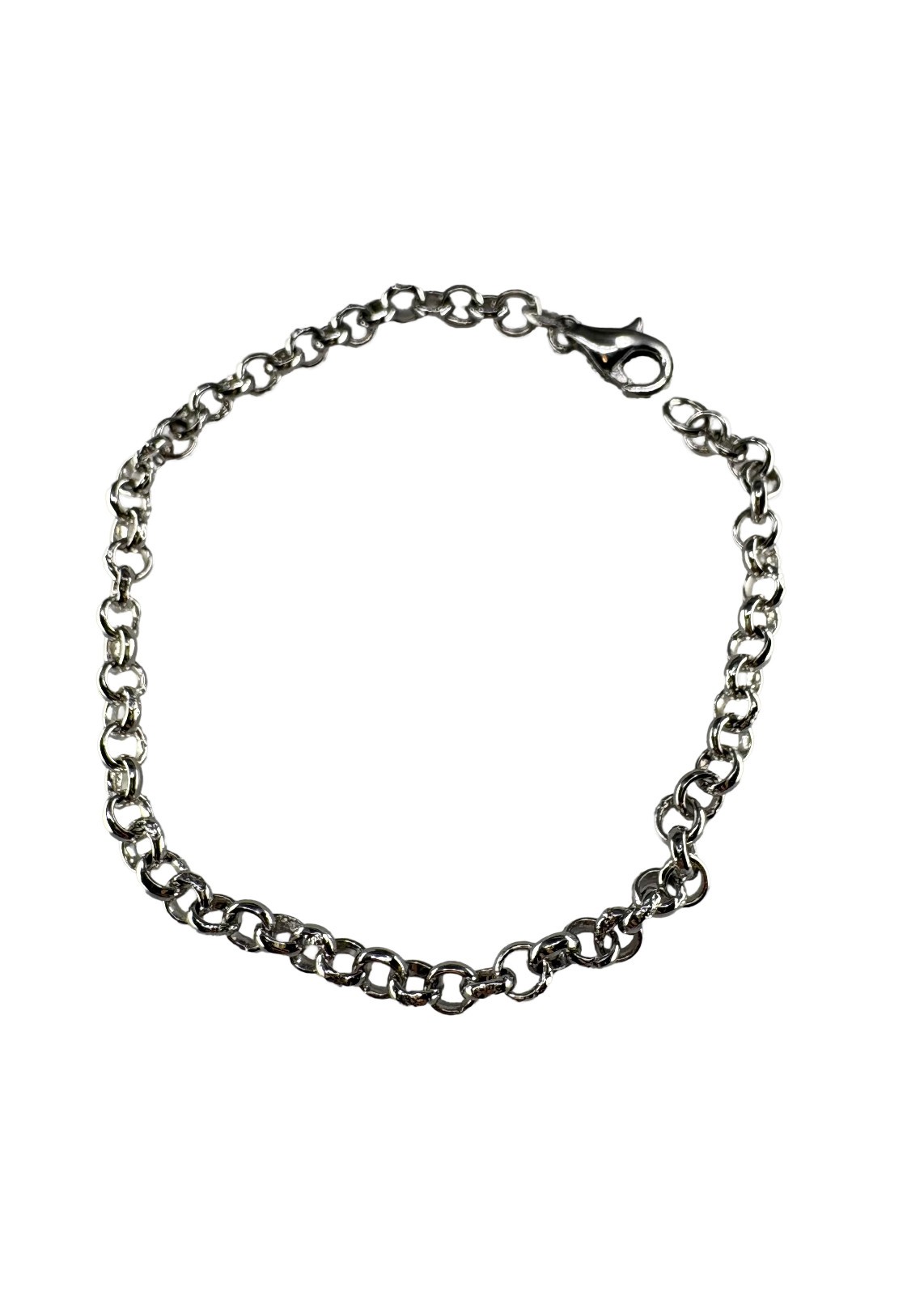 925 Sterling Silver Rolo Chain Bracelet 4mm Round Link Belcher 190mm 5.83g