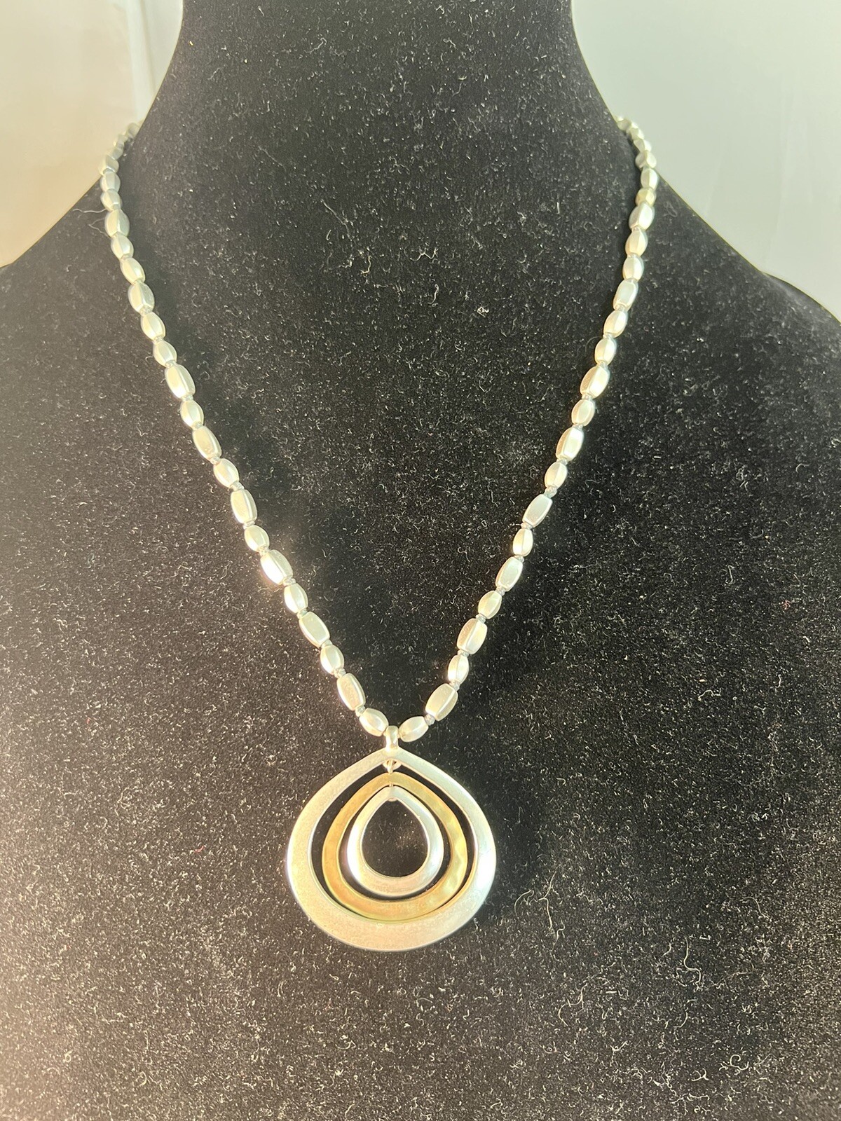 Kenneth Cole Brush Matte Silver Gold Tone Boho Necklace
