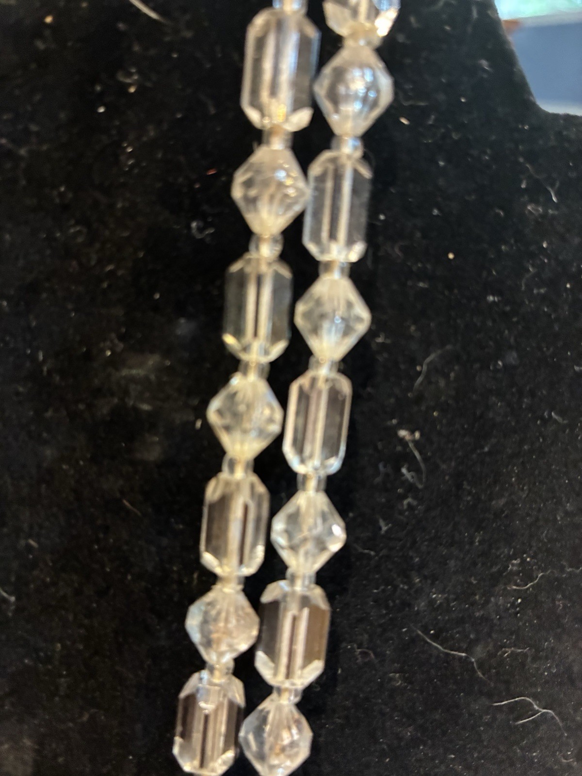 Vintage Crystal Bicone Bead Double Strand Western Germany Necklace Barrel Clasp