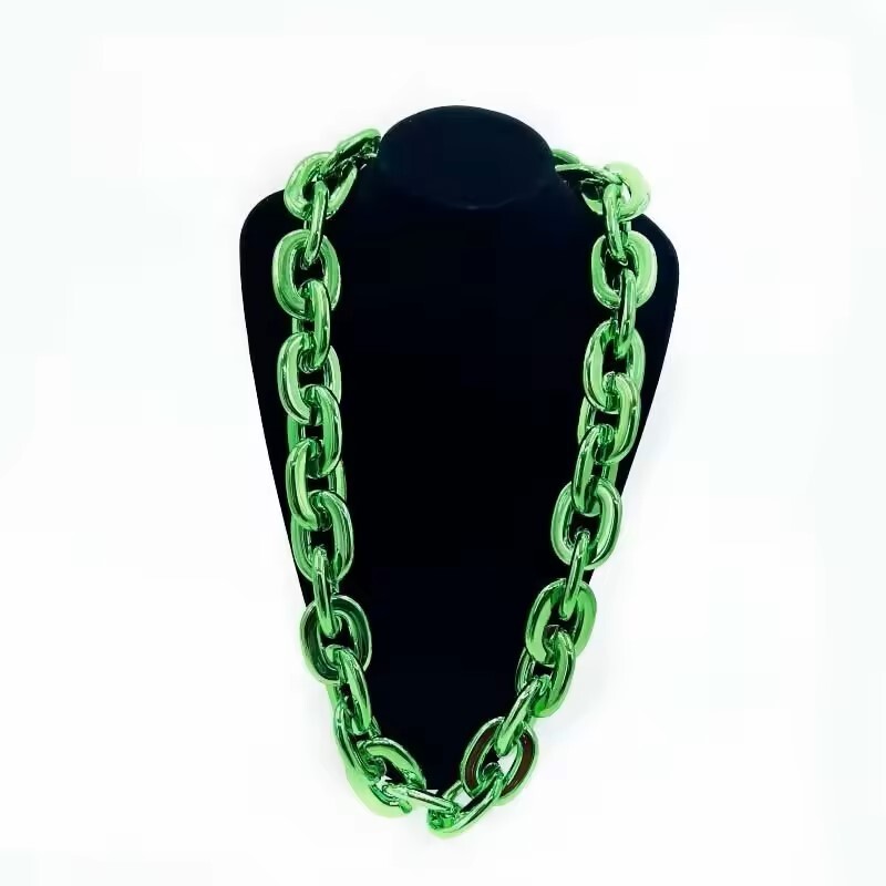 Green Hip Hop Large Acrylic Thick Plastic Cuban Link Chain Necklace 32in 80cm