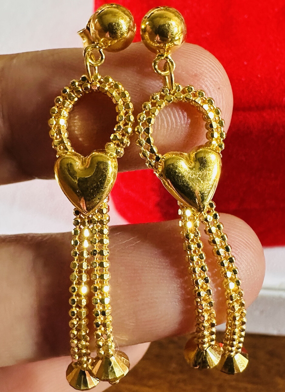 22CT 22K 916 Real Fine Gold Women’s Dangle Balls Beads Earring 5.1g
