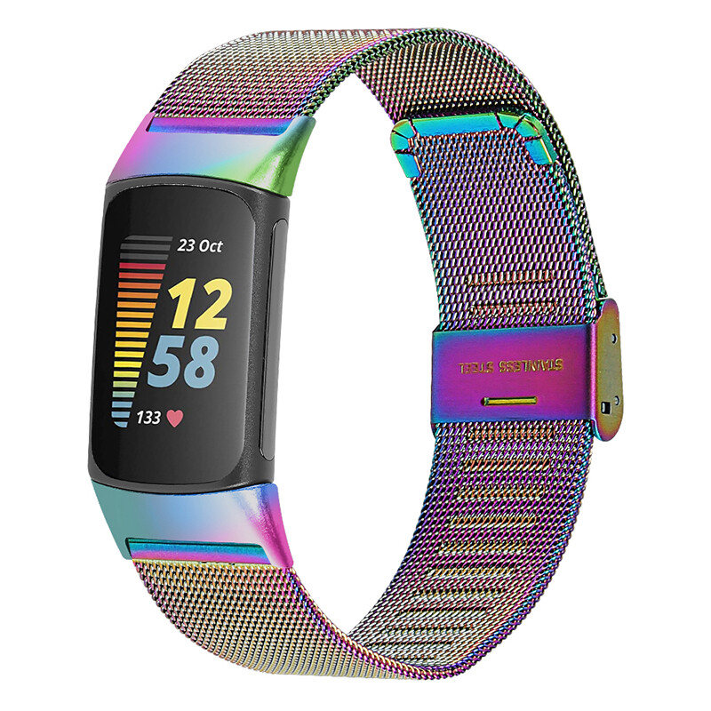 Stainless Steel Metal Milanese Mesh Buckle Band Strap For Fitbit Charge 6 5