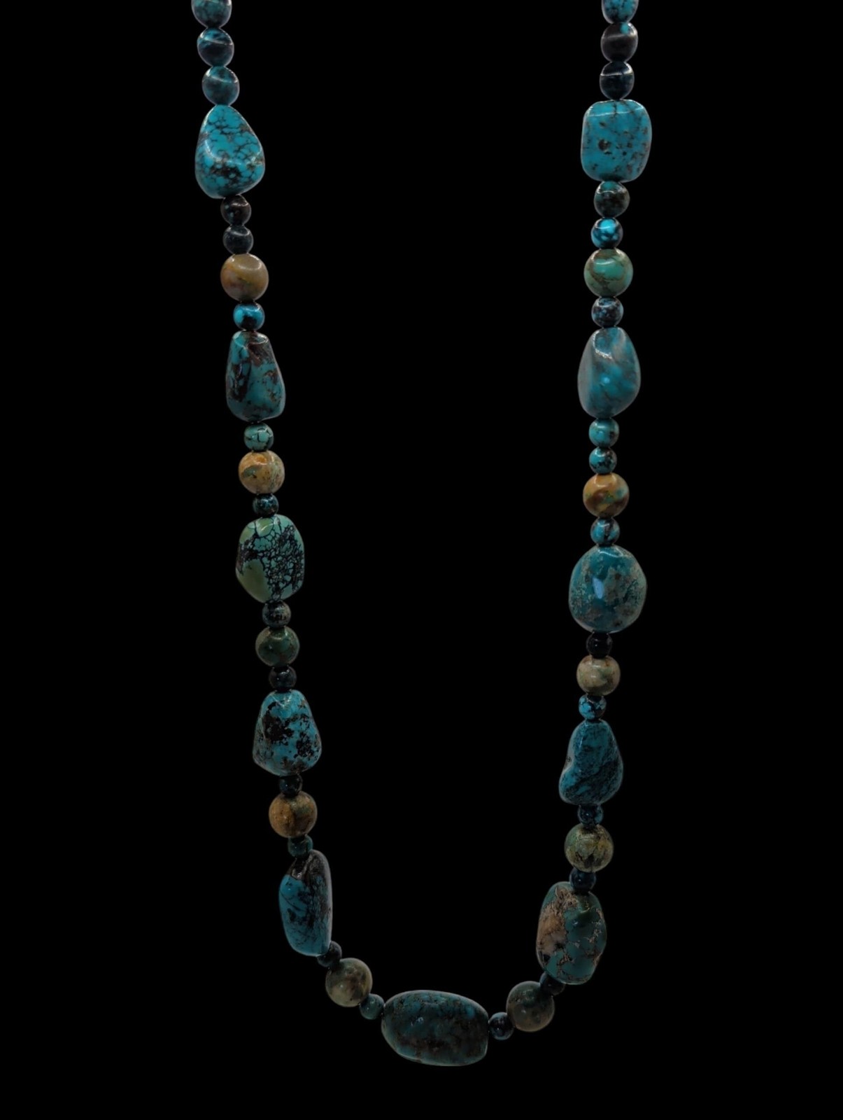 Jay King DTR Turquoise Nugget Bead Mine Finds Sterling Silver Necklace 21 Inches