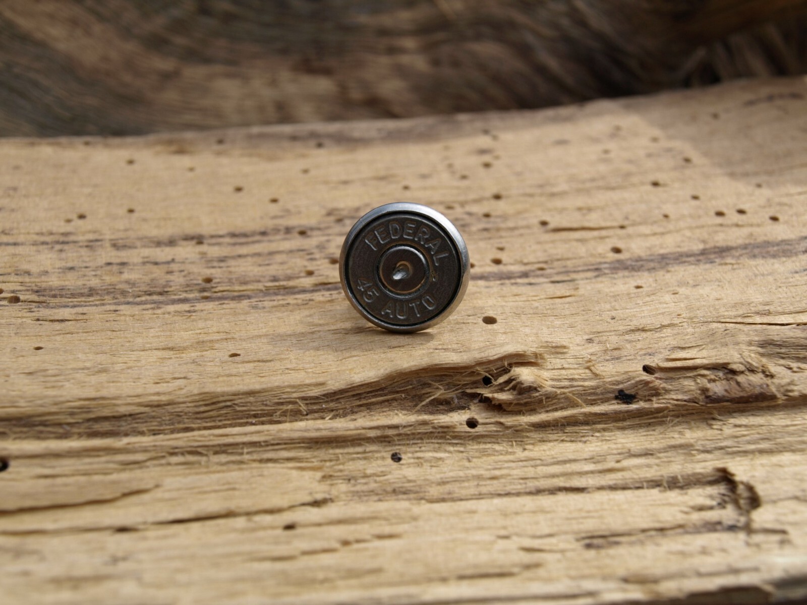 Bullet Tie Tack with Brass or Nickel 45 Auto Bullet. Optional Glass Crystal.