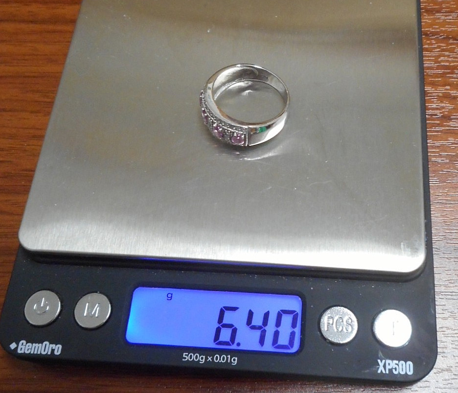 14K White Gold Pink Sapphire and Diamond Pave Band Ring Size 9 6.40 Grams-Vntg