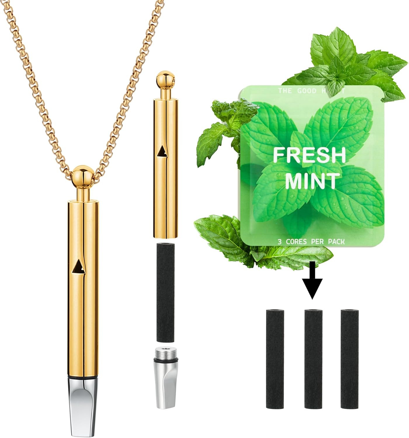 Breathe Free, Breathing Necklace with Adjustable Resistance, Quit Smoking Inhale