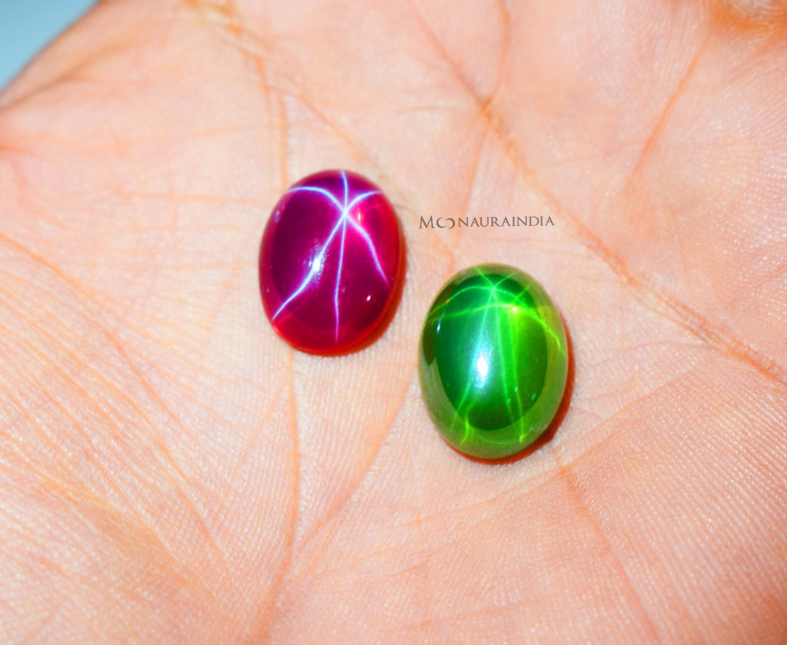 Natural Star Ruby & Star Green Sapphire Gemstone Pair 20Ct Oval cut Combo Offer