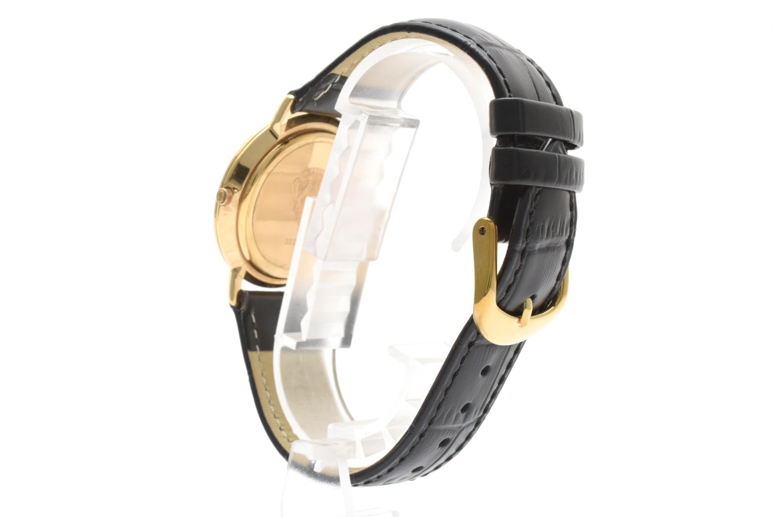 GUCCI 3000M Quartz Men’s Watch Black Dial Gold Roman Bezel Swiss Made