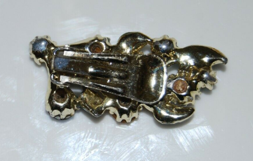 Elegant Vtg MCM Couture Enamel & Crystals Rhinestones Ear Climbers Clip Earrings