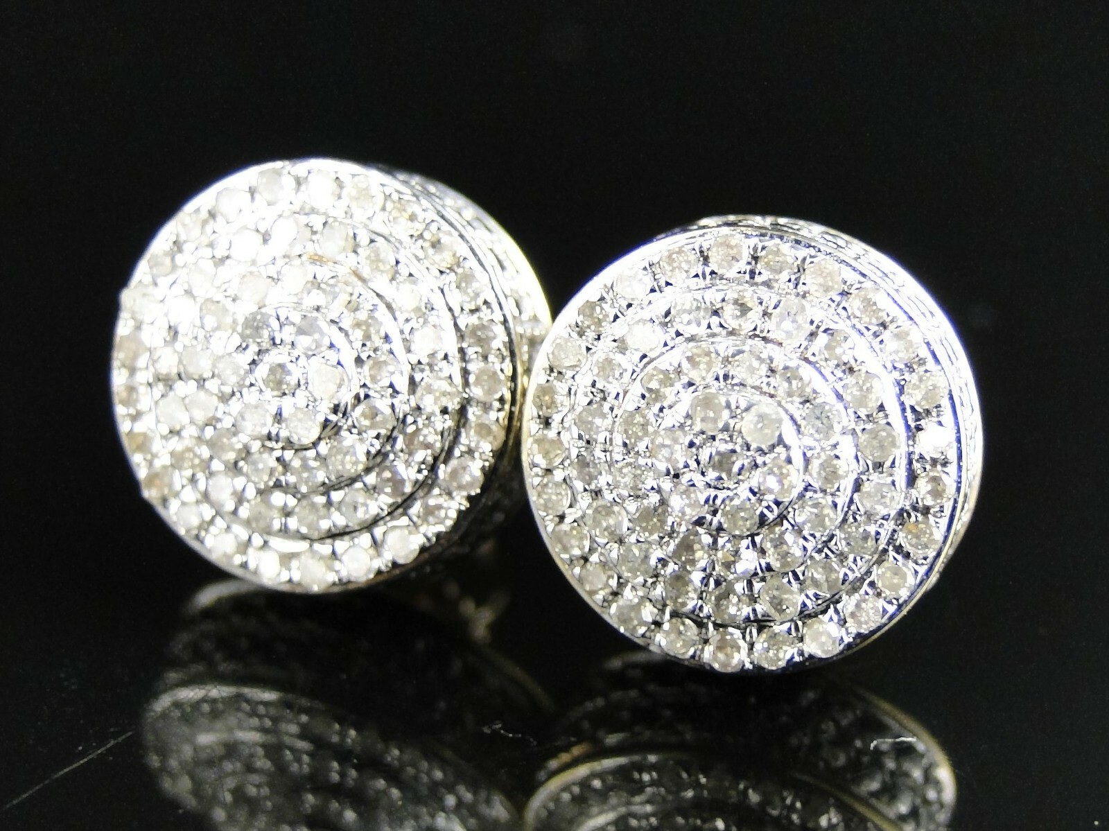 1.2ct Lab-Created Moissanite Ice Circular Disc Cluster Earring White Gold Plated