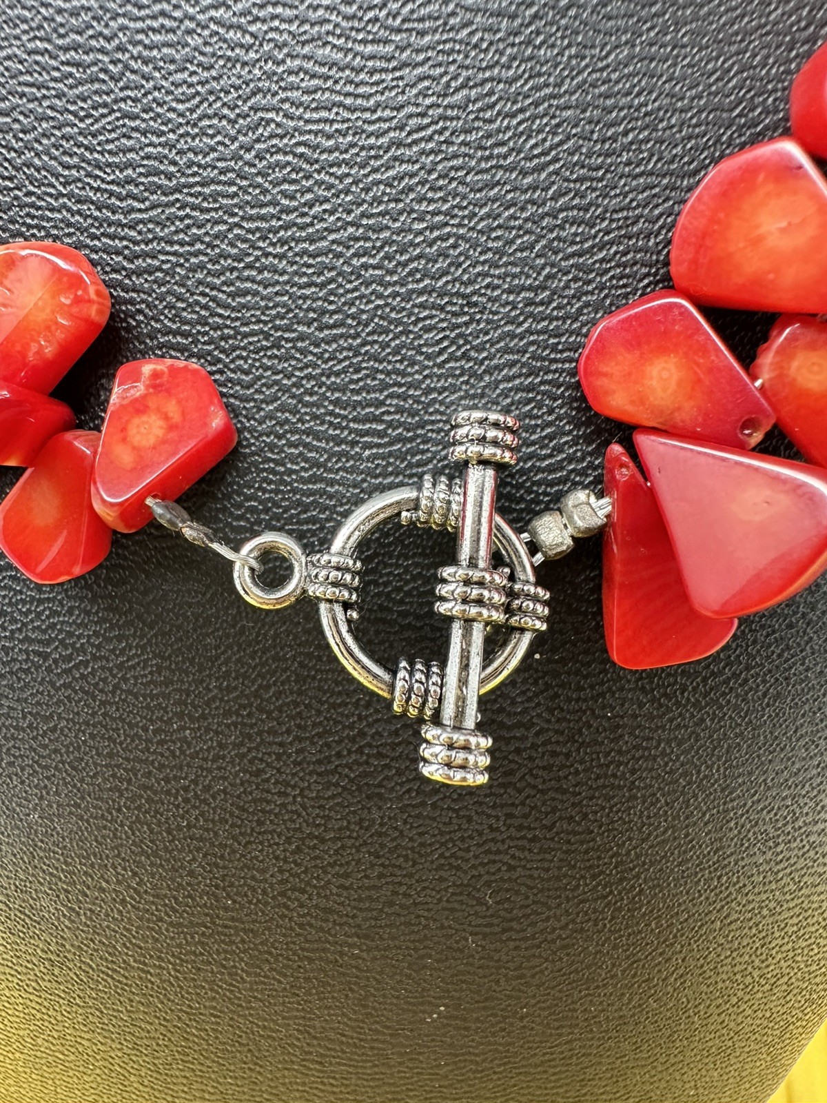 Sterling Silver Cross On A Red Coral Bead Necklace 114 Grams 17 Inch