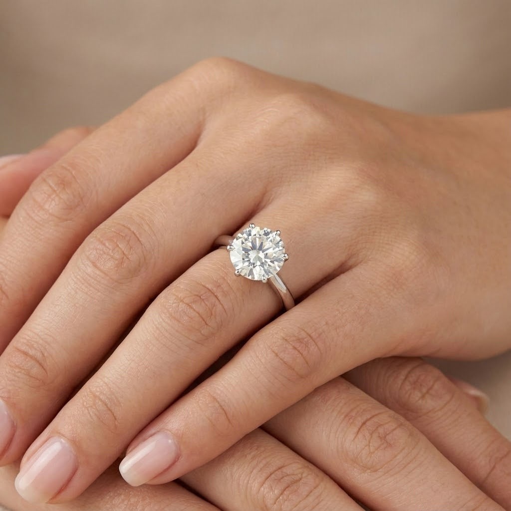 Solitaire Engagement Ring Classic 14K Gold 2.41 CT Round Lab-Grown Diamond H VS1