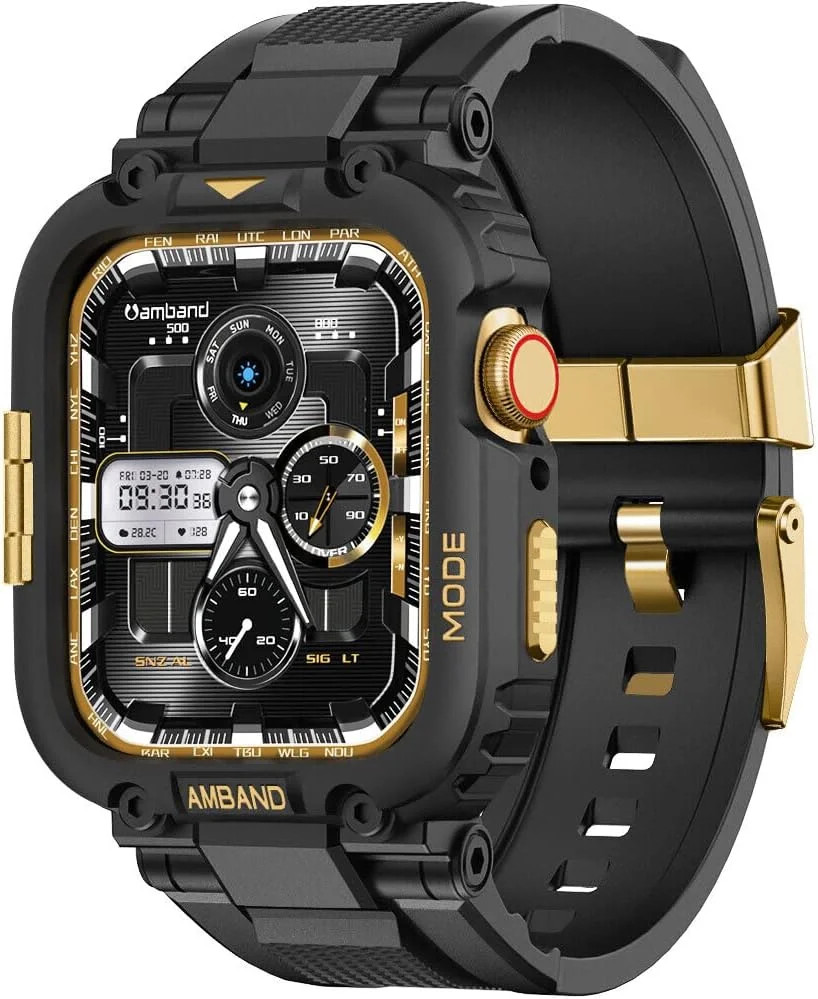 38/40/41mm, Black Gold, M1 Sport Series Rugged Case with TPU Strap Military Prot