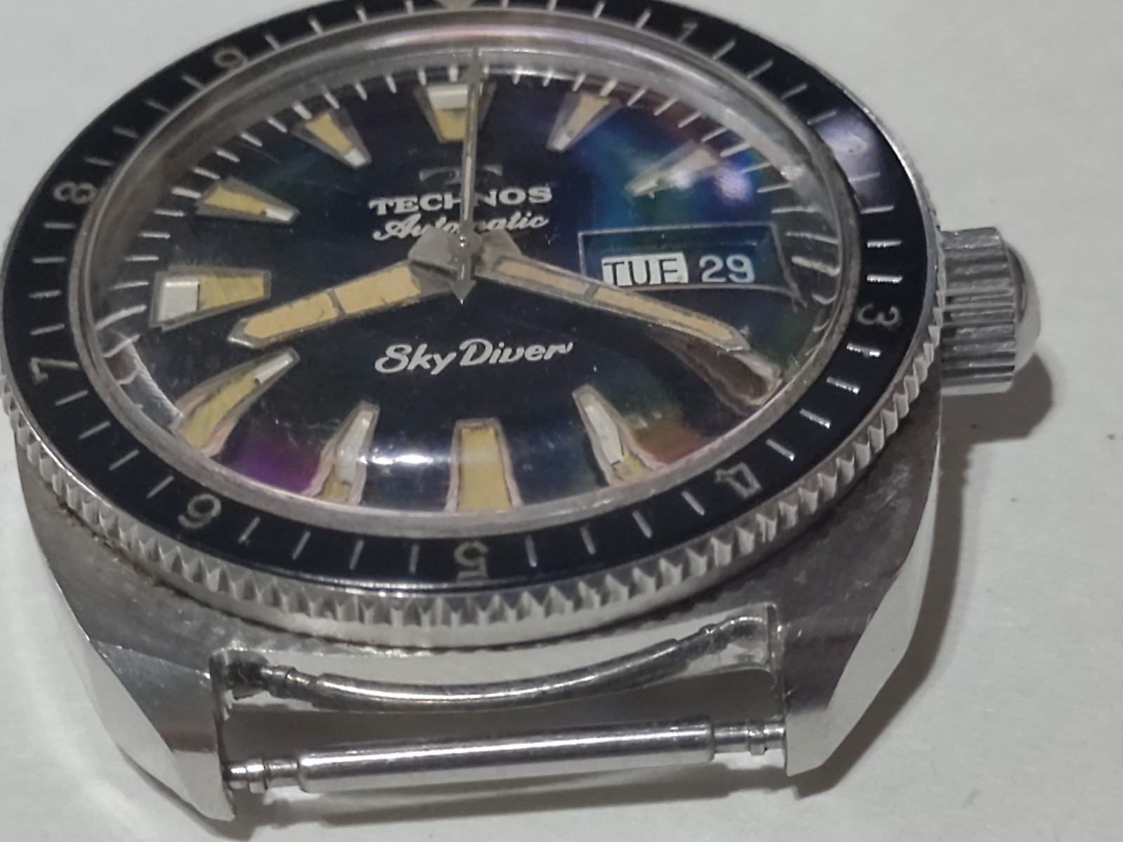VINTAGE TECHNOS SKY DIVER 250m ORIGINAL DIAL BEZEL 38MM CA 1960s