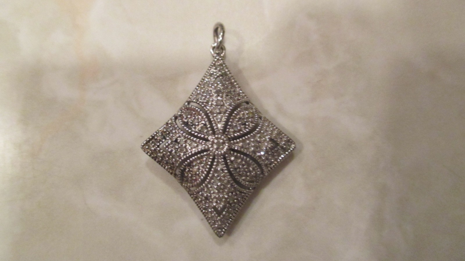 Sparkly Vintage Sterling Silver Affinity Diamond Pendant – QVC – Signed EA .925