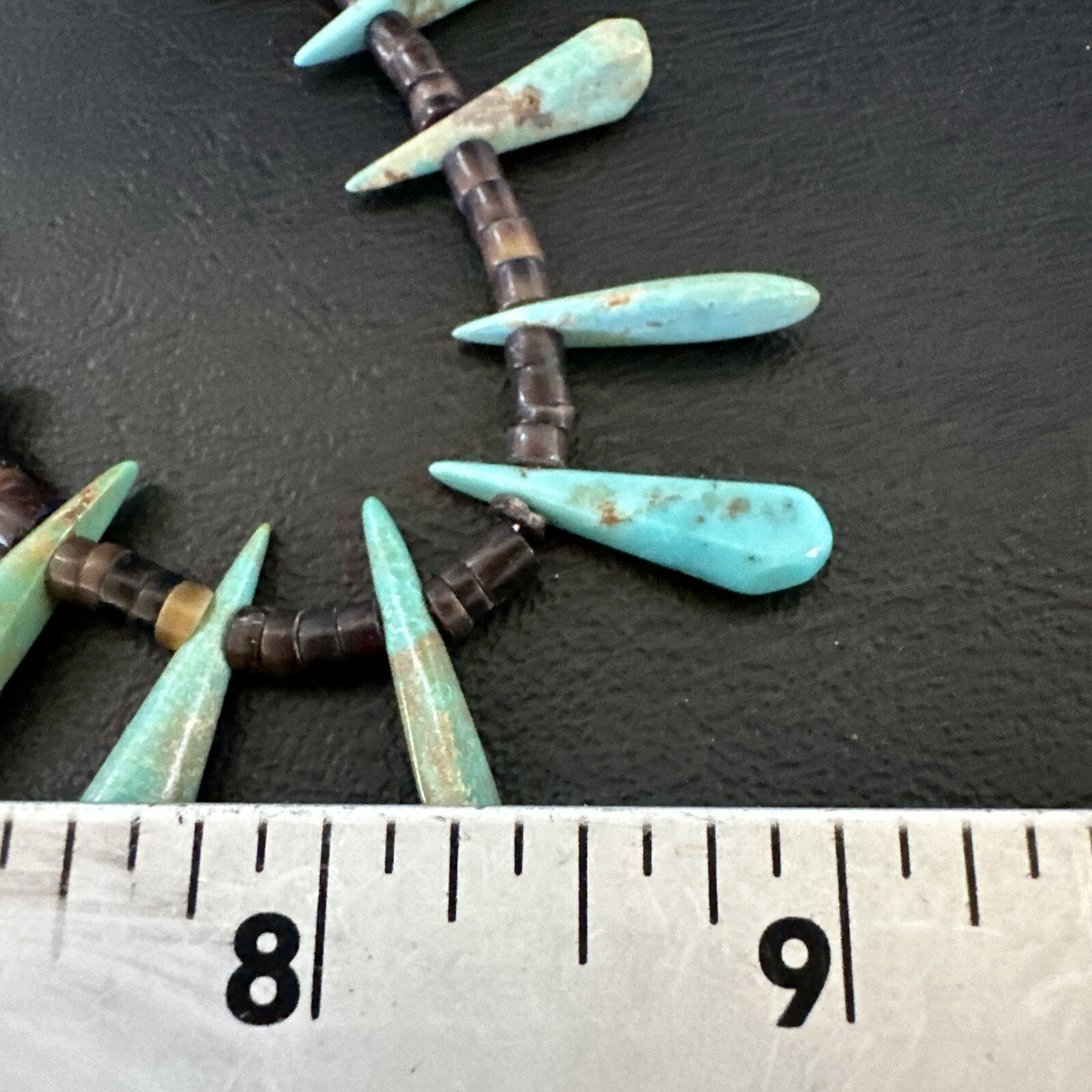 Native Green Turquoise Bone Bead Navajo Sterling Silver Necklace 20″ 17636