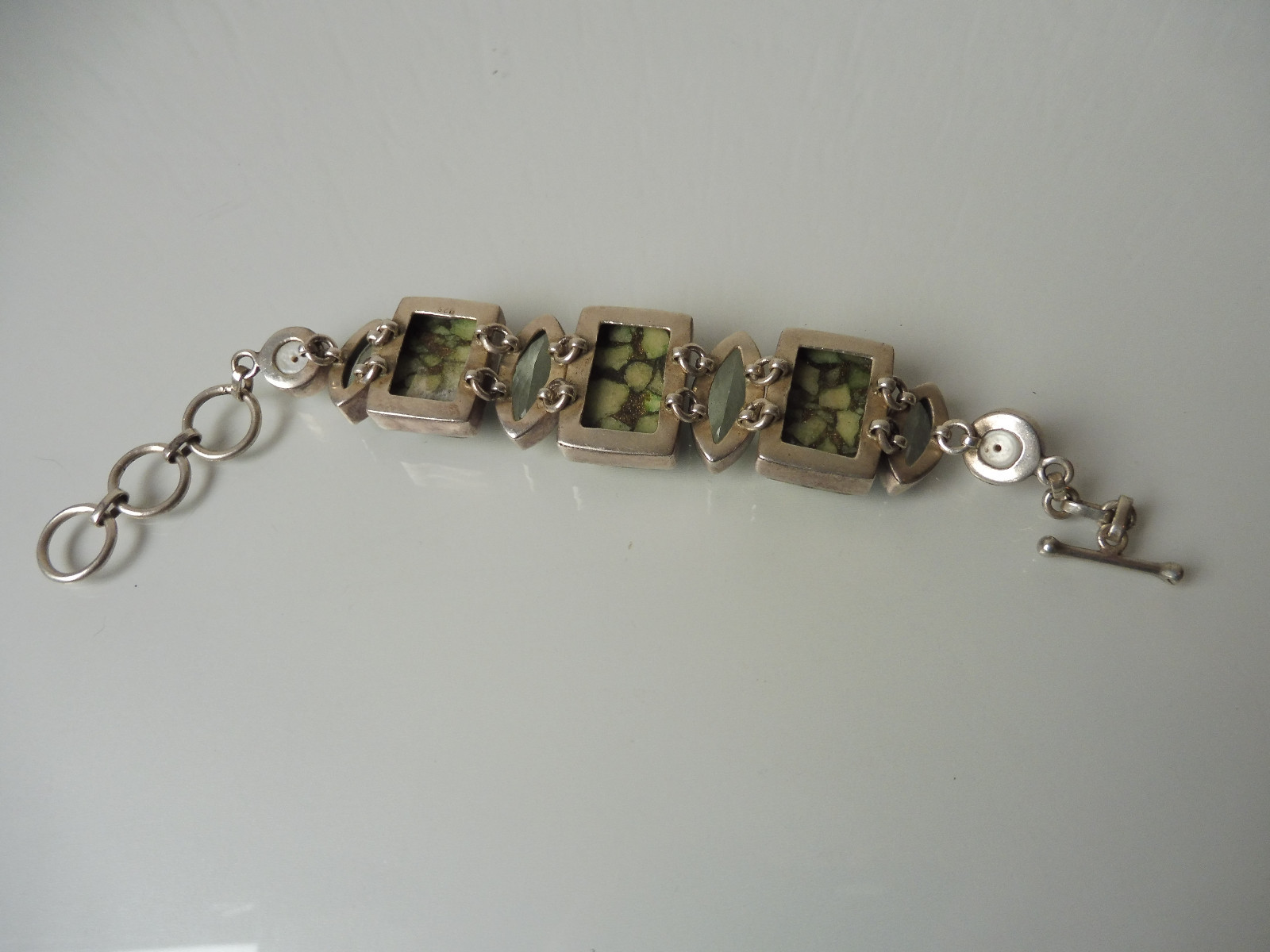Vintage Sterling Silver 925 Bracelet with Multicolor Stone Set 60,2Gram 21 cm