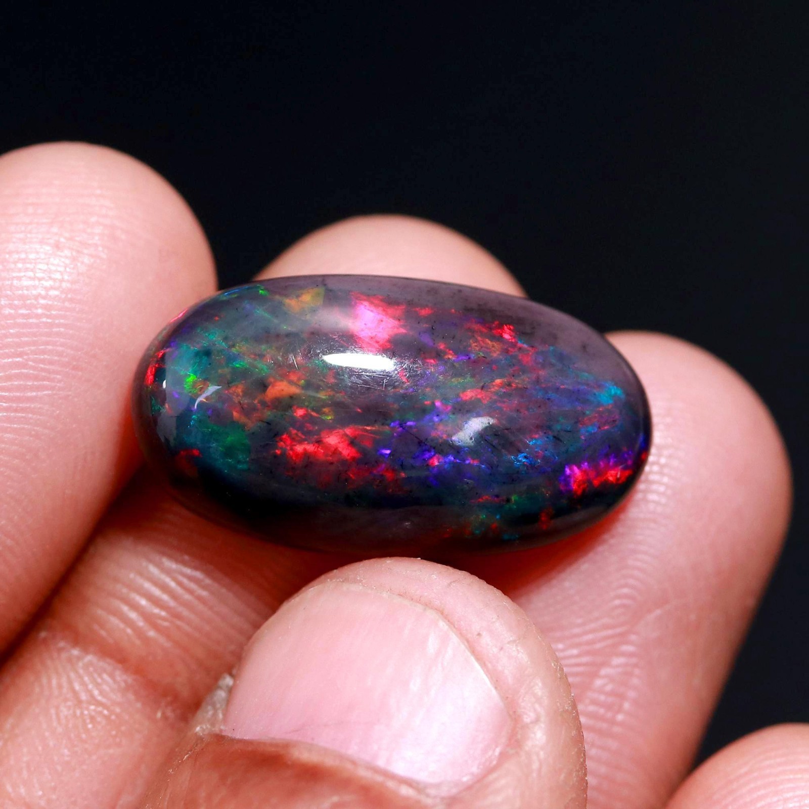 Black Ethiopian Opal Loose Gemstone Big Size 23×12.2×6.2mm 9.05ct